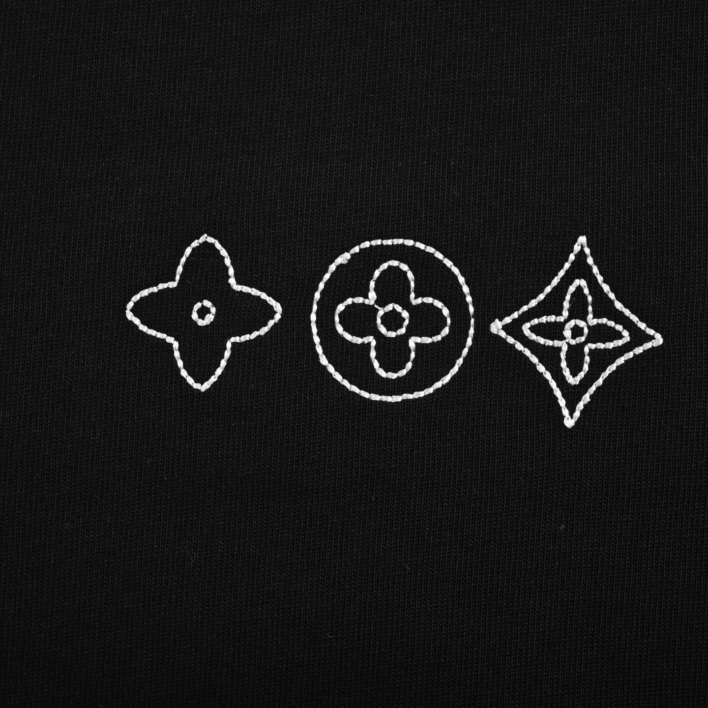Louis Vuitton/路易威登 老花刺绣logo短袖 黑色 白色