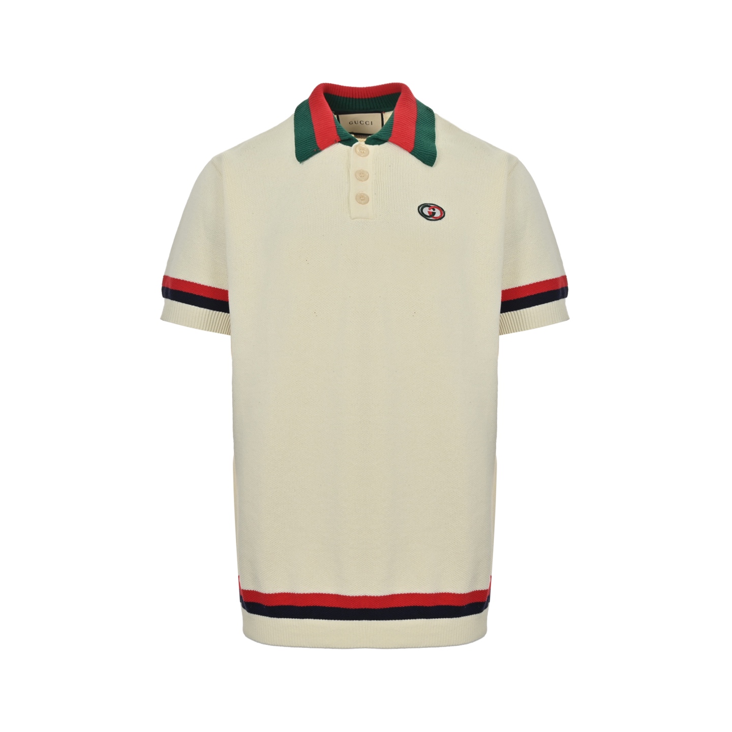 Gucci/古驰 胸口双G刺绣拼接Polo针织短袖