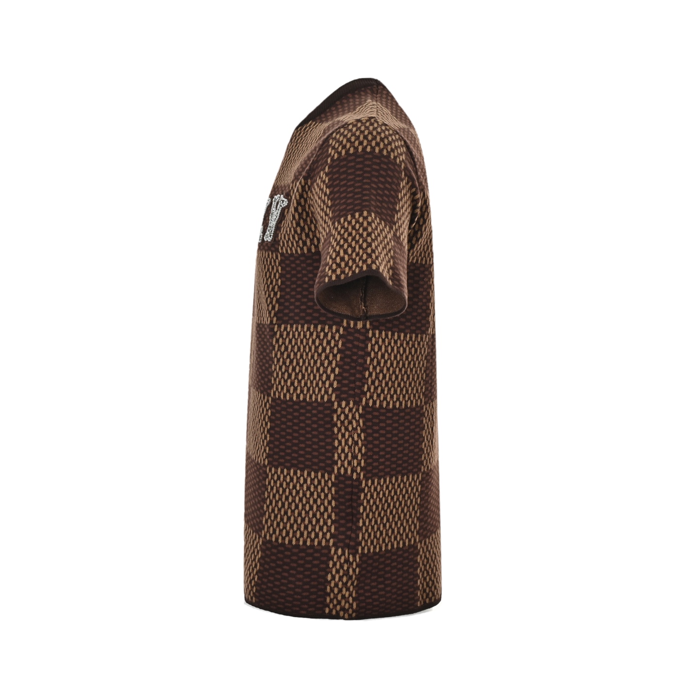 Louis Vuitton/路易威登 菲董镶钻logo棋盘格针织短袖