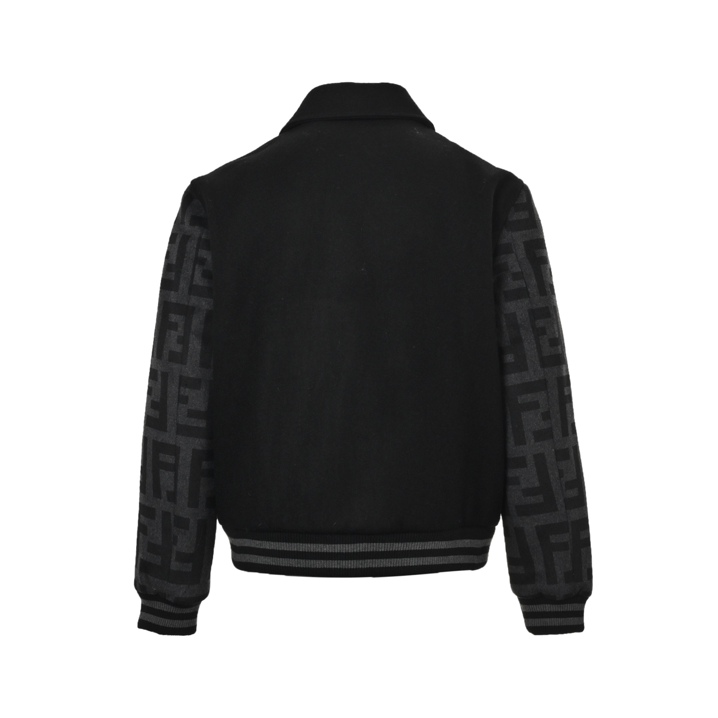Fendi/芬迪 字母袖拼接翻领毛呢飞行棒球服夹克外套