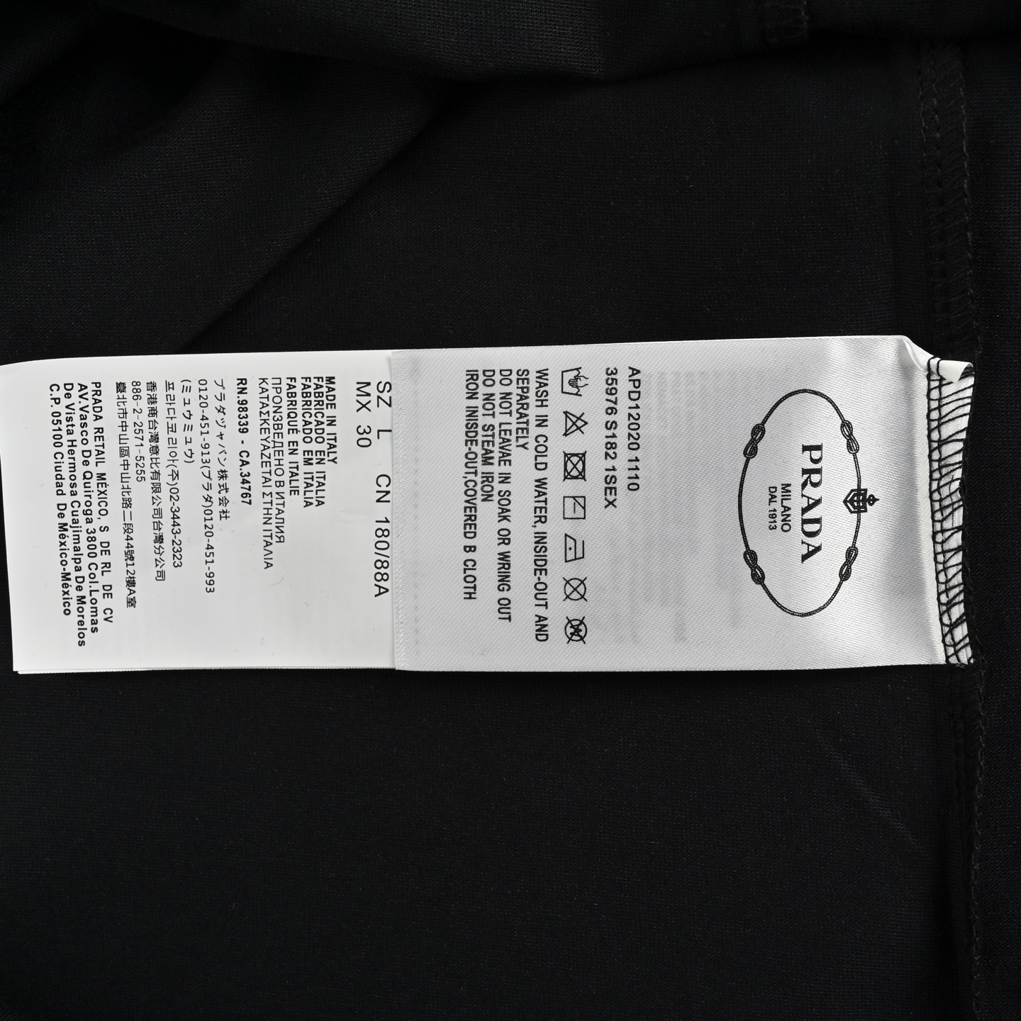 Prada/普拉达 25ss 刺绣字母后背泼墨三角标短袖 经典胸前logo泼墨立体刺绣 白色 黑色