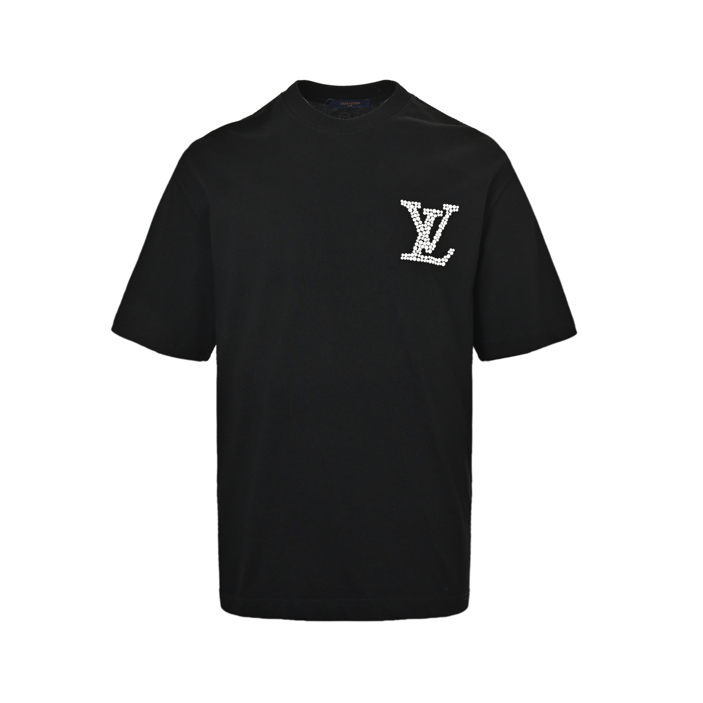 Louis Vuitton/路易威登 珍珠烫钻字母logo短袖 万针老花刺绣字母施华洛世奇水钻镶嵌描边
