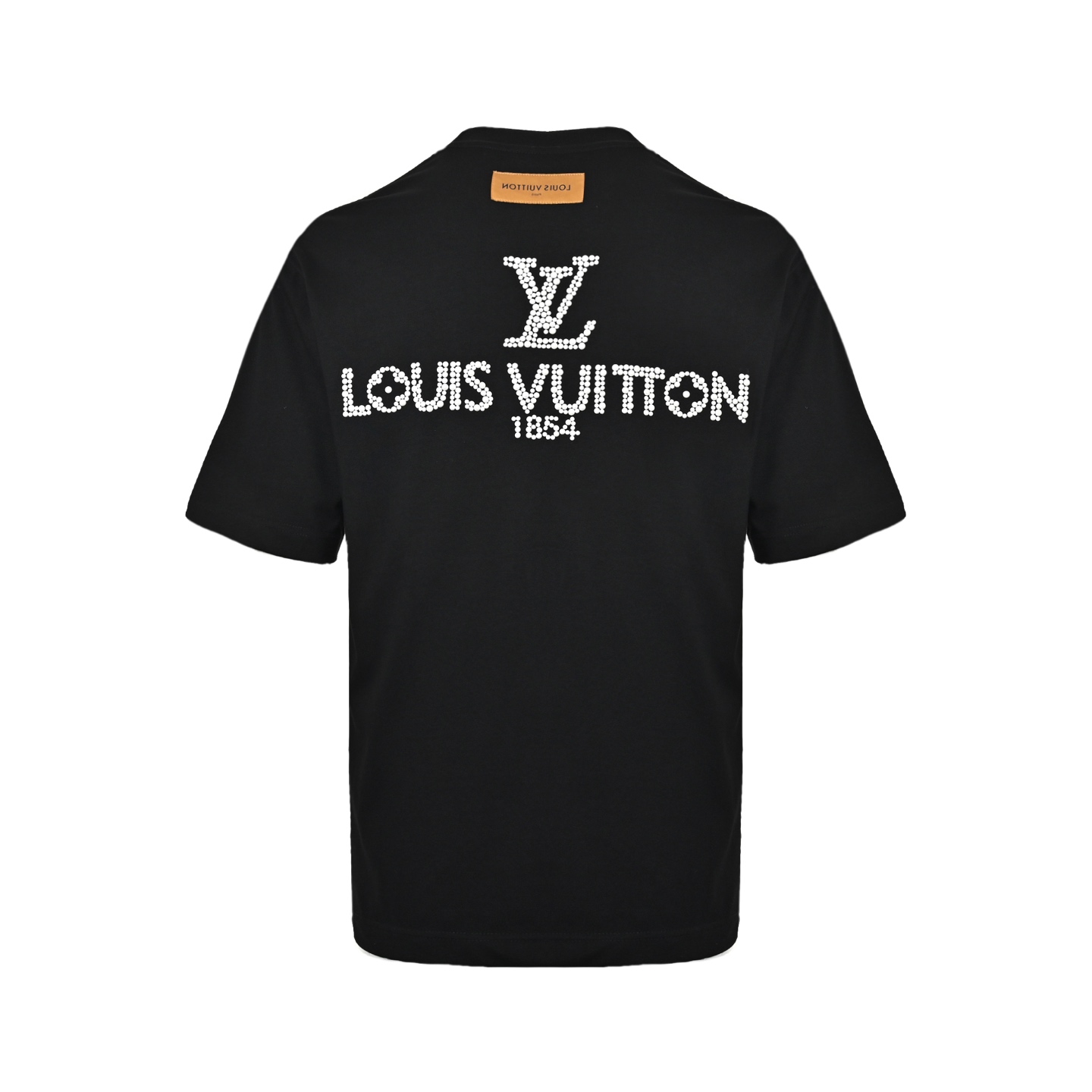 Louis Vuitton/路易威登 珍珠烫钻字母logo短袖 万针老花刺绣字母施华洛世奇水钻镶嵌描边