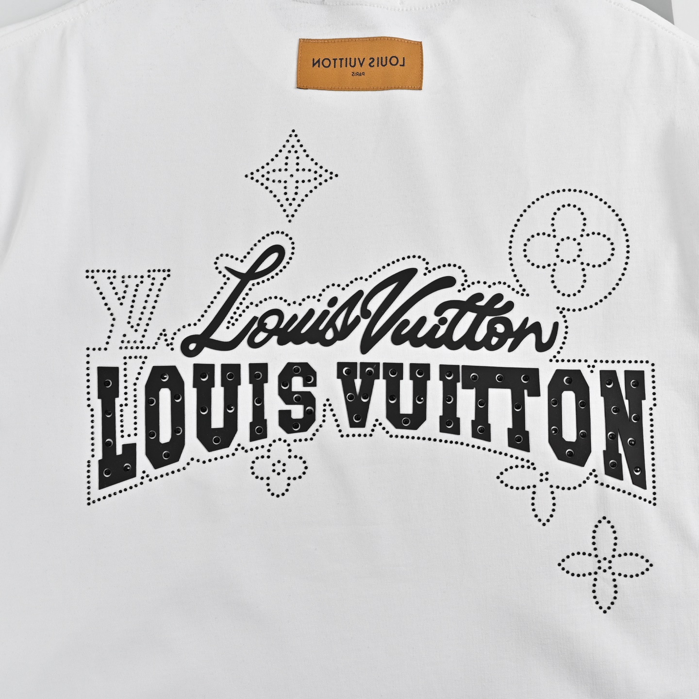 Louis Vuitton/路易威登 压胶字母烫钻短袖 路易威登LOGO标识圆领短袖