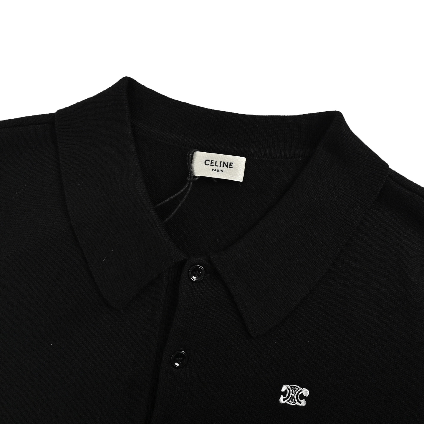 Celine/赛琳 凯旋门刺绣Polo针织短袖 定织臻密七针毛织