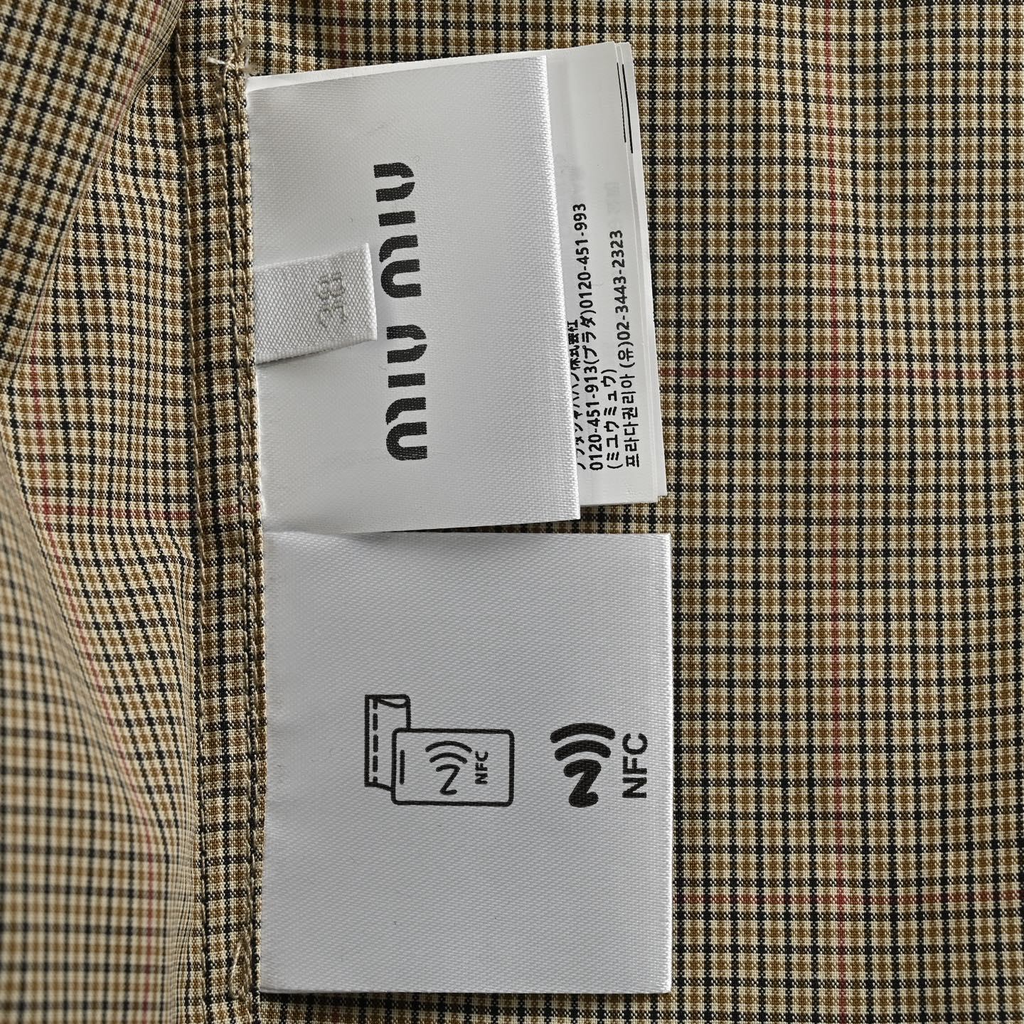 Miu Miu/缪缪 25ss 细格纹拉链衬衫外套