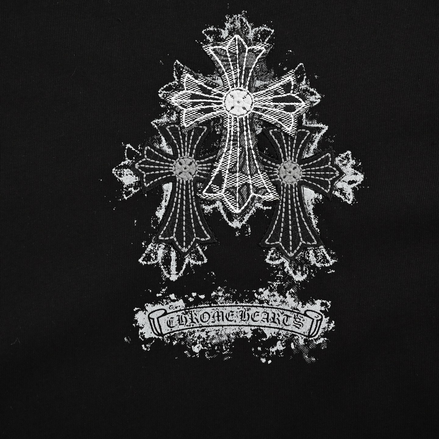 Chrome Hearts/克罗心 28ss 做旧贴布十字架短袖-Chinese UA Cheap High Quatity Brand Clothes Bags handbags Sneakers wholesale wholesaler seller from China Factory suppliers Fashion Clothing Shoes best Quality Beautiful Price Chrome Hearts/克罗心 28ss 做旧贴布十字架短袖