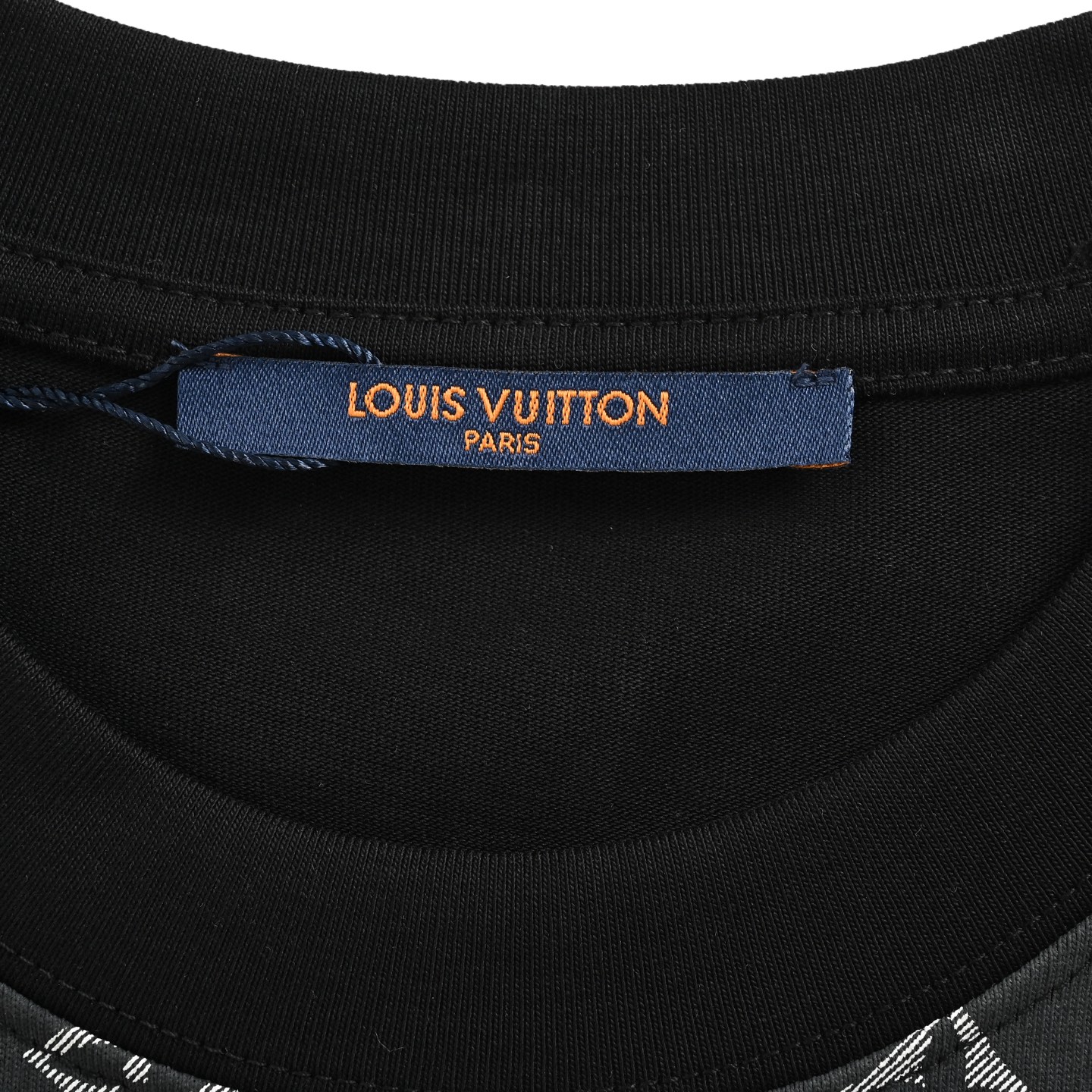 Louis Vuitton/路易威登 25ss 老花拼接印花短袖 夏季新款 老花牛仔贴布圆领短袖T恤 黑色 白色