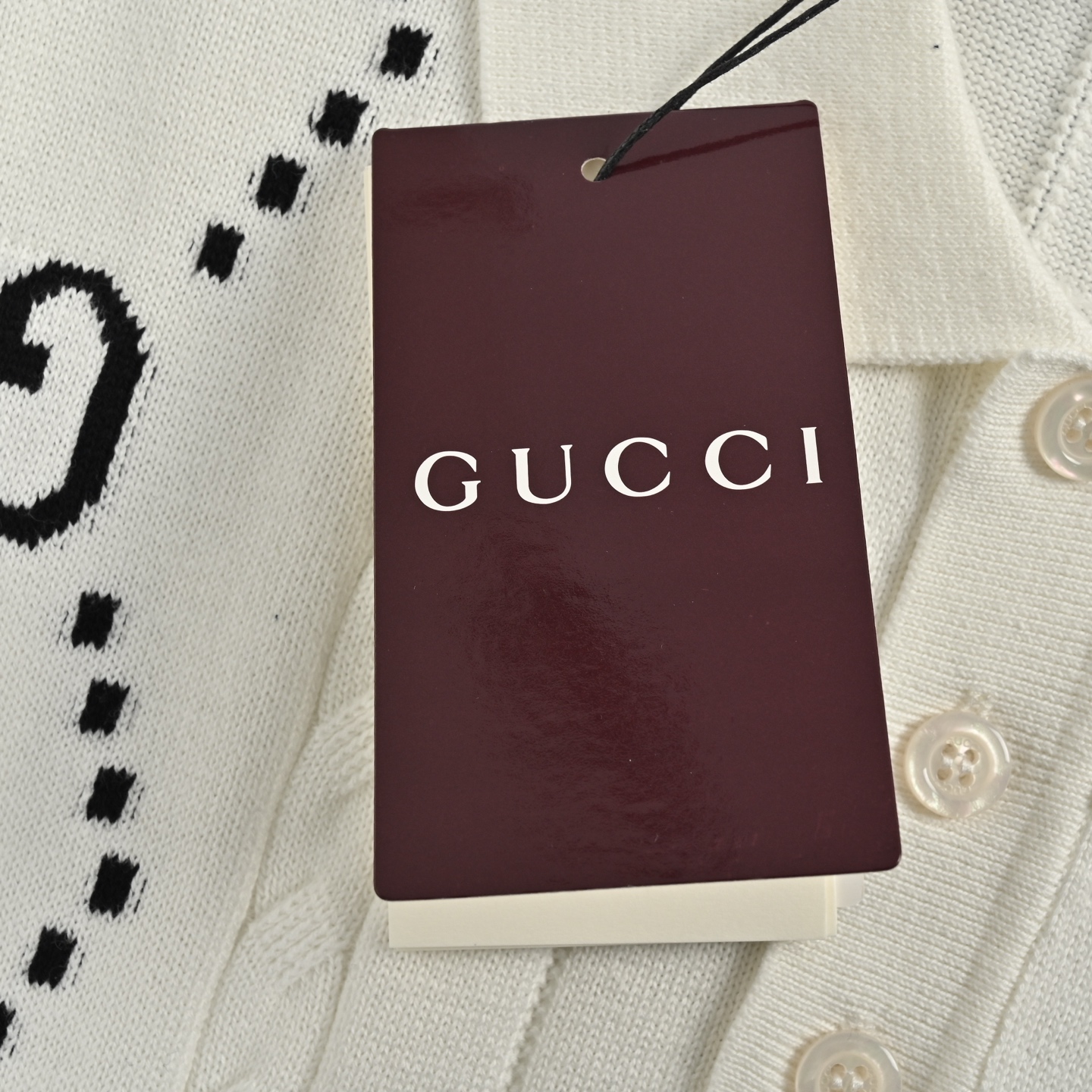 Gucci/古驰 25ss 双G提花绞花针织Polo短袖
