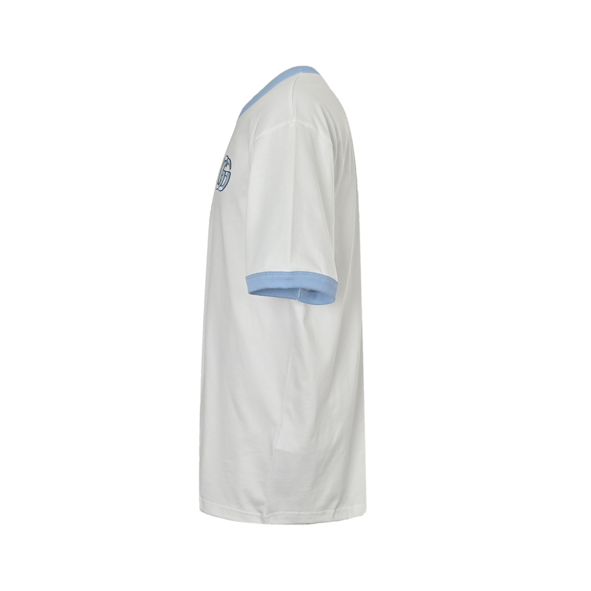 Gucci/古驰 25ss 蓝色螺纹双G刺绣短袖 米白色-Chinese UA Cheap High Quatity Brand Clothes Bags handbags Sneakers wholesale wholesaler seller from China Factory suppliers Fashion Clothing Shoes best Quality Beautiful Price Gucci/古驰 25ss 蓝色螺纹双G刺绣短袖 米白色