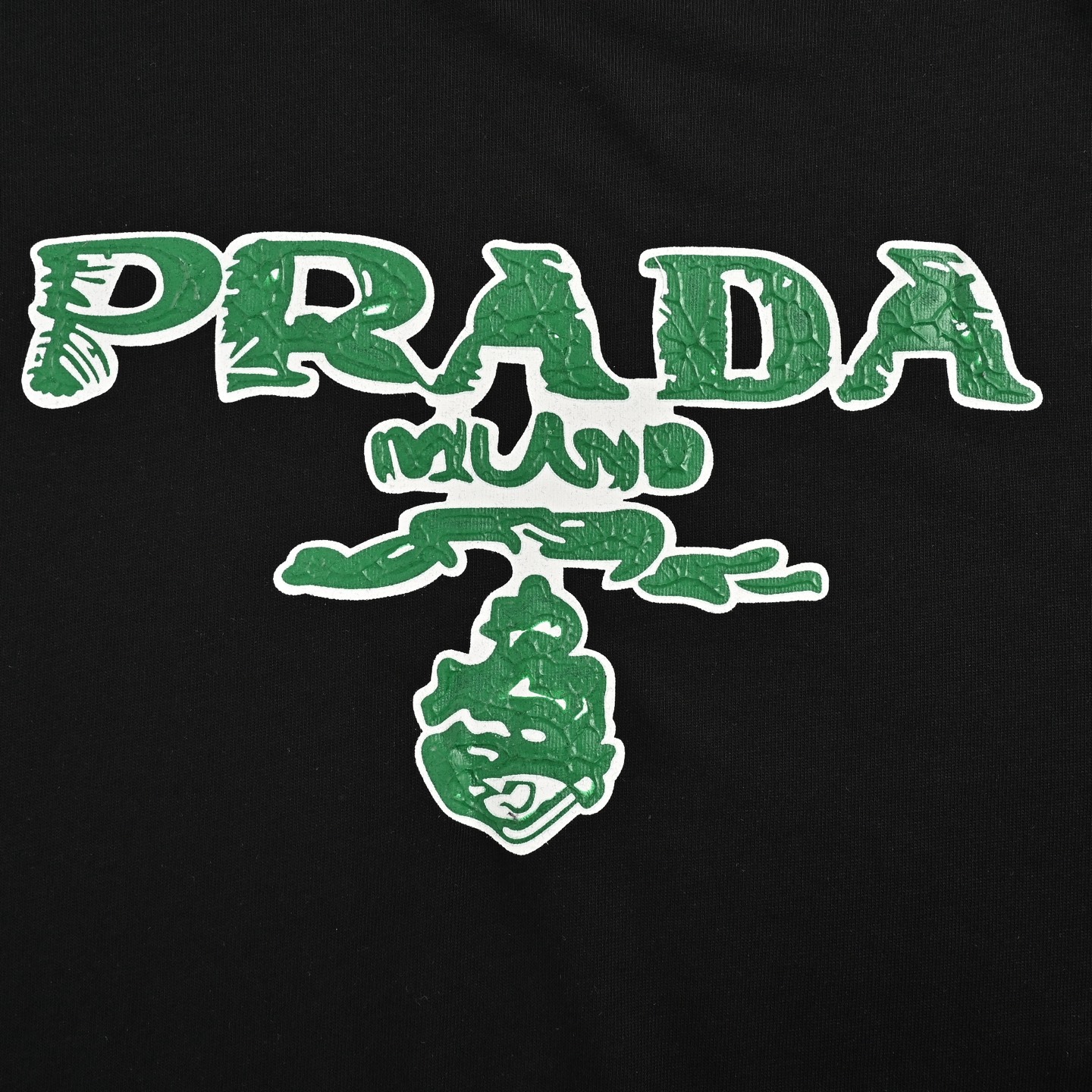 Prada/普拉达 25ss 绿色字母logo印花短袖 胸前用涂鸦形象展现经典三角logo