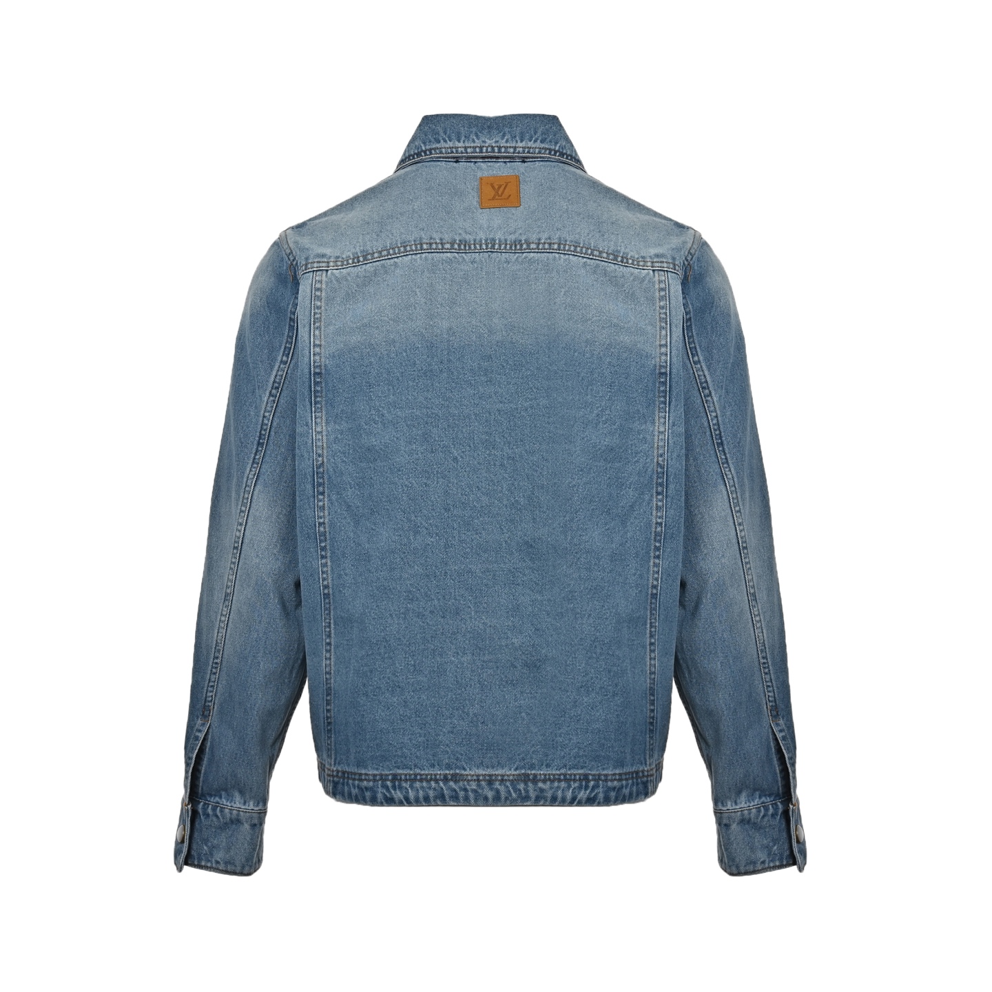 Louis Vuitton/路易威登 25ss 口袋刺绣拉链牛仔外套 胸袋刺绣 LV 标识 浅蓝色渐变牛仔洗水