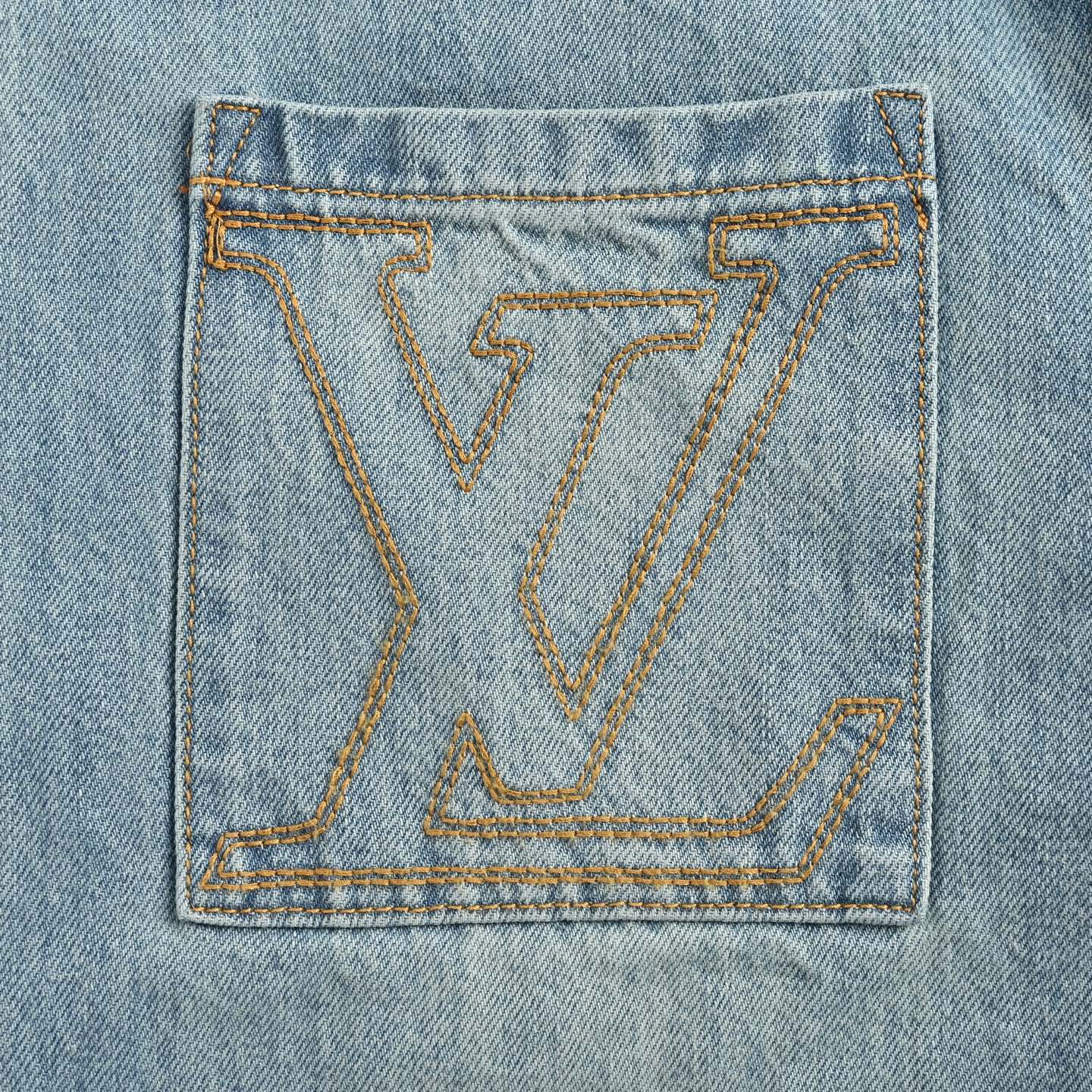 Louis Vuitton/路易威登 25ss 口袋刺绣牛仔短袖衬衫