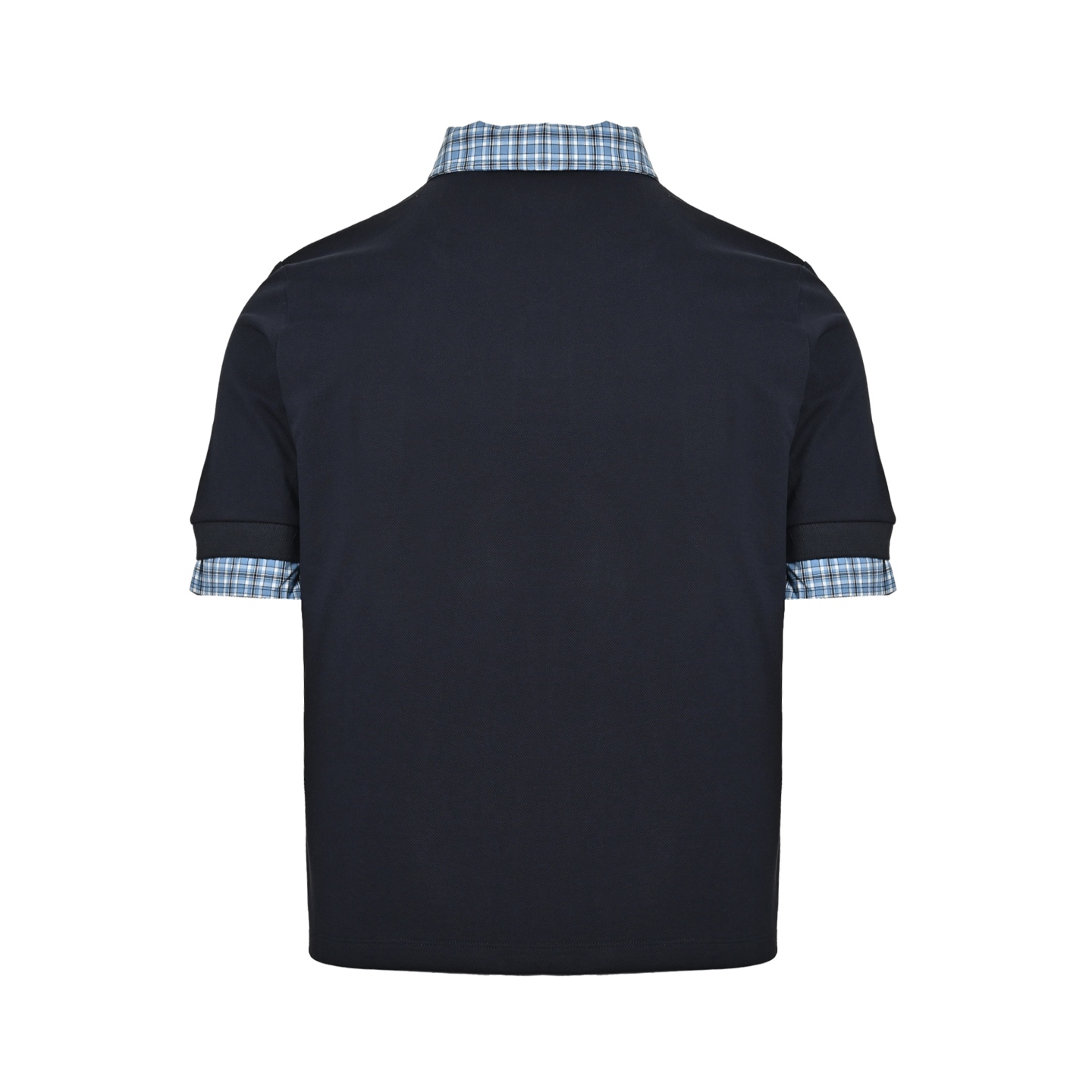 Miu Miu/缪缪 25ss 格纹拼接假两件Polo短袖 miu里miu气的学院风系列