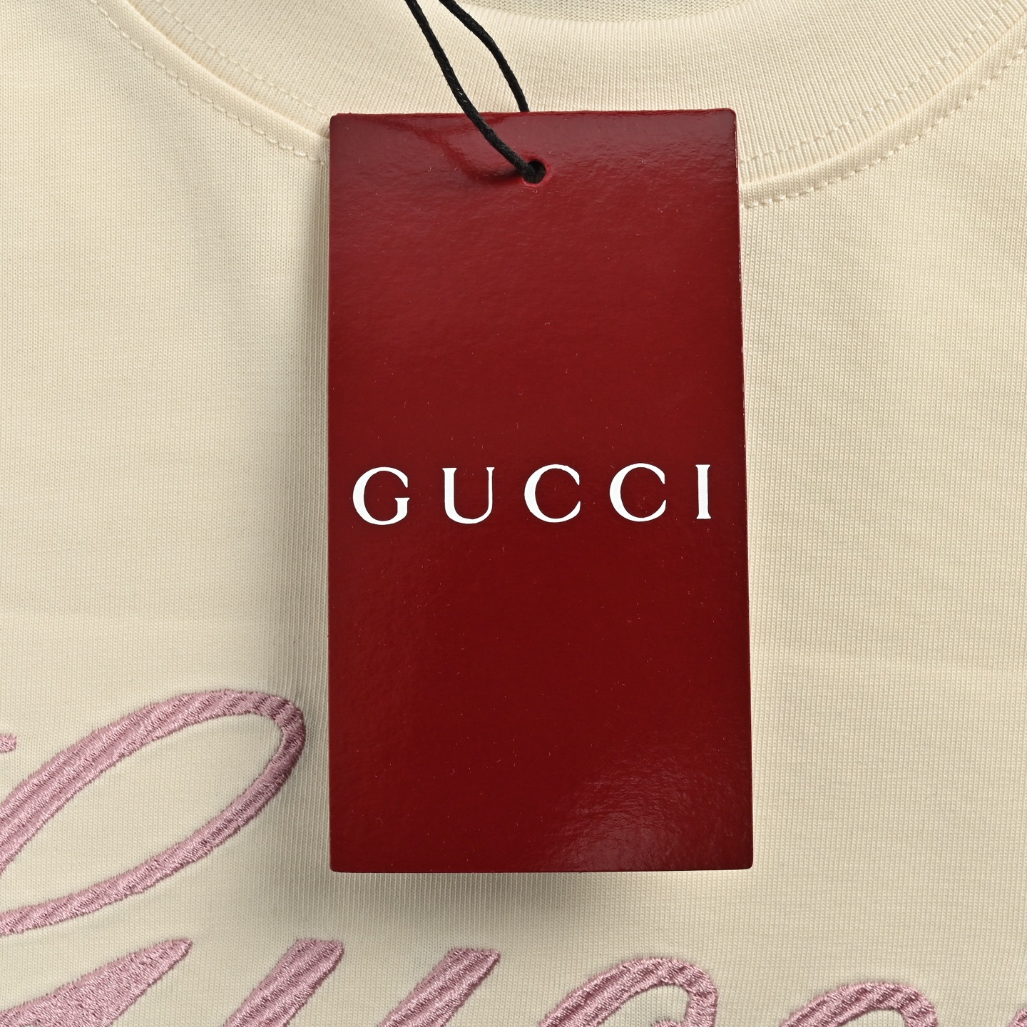 Gucci/古驰 25ss 草写字母logo刺绣短袖