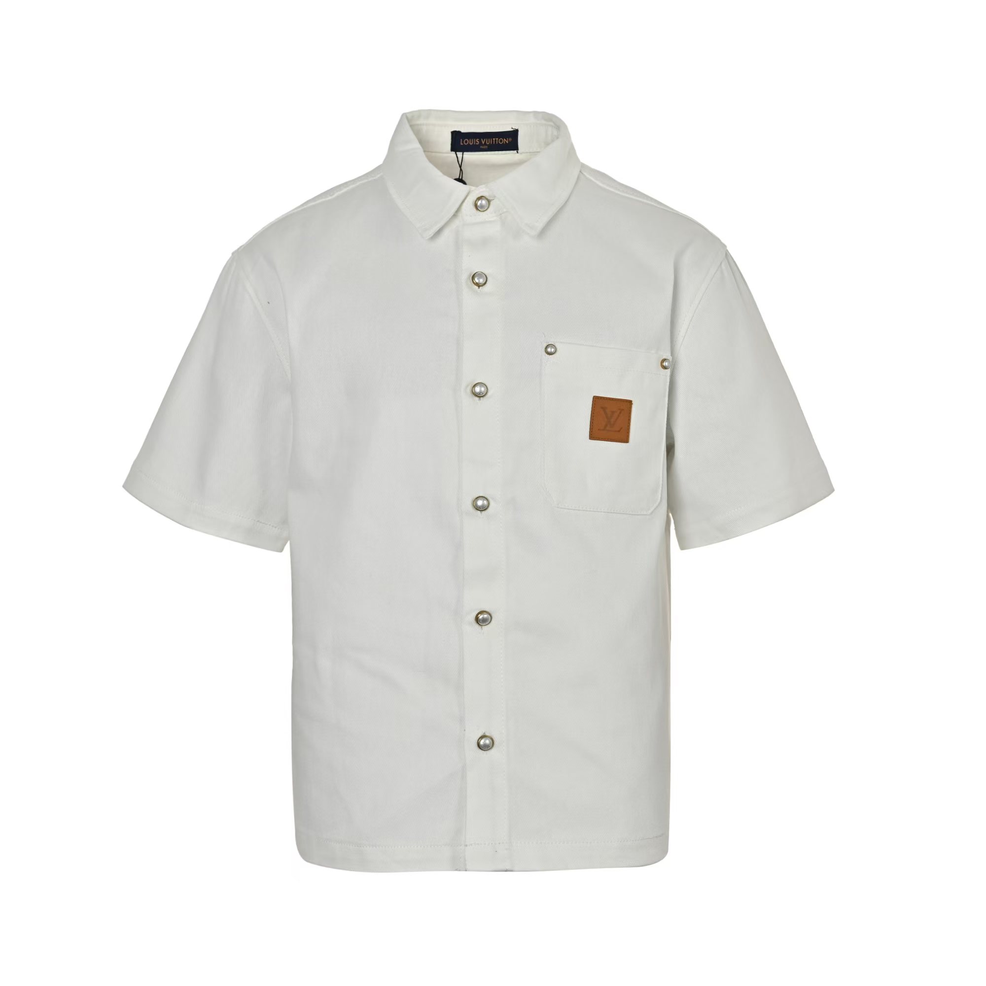 Louis Vuitton/路易威登 25ss 皮标口袋牛仔短袖衬衫