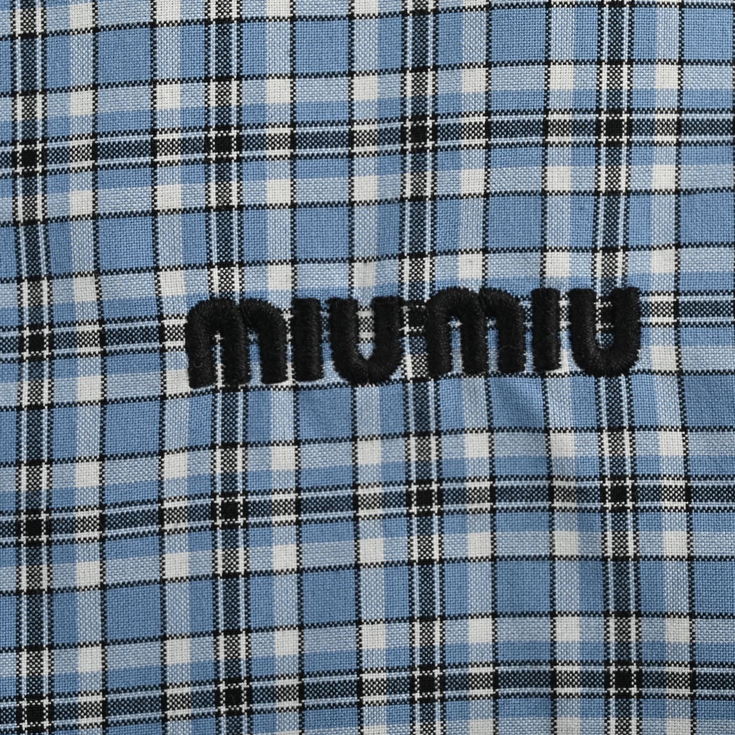 Miu Miu/缪缪 刺绣小标格纹短裤 纯棉面料舒适又透气