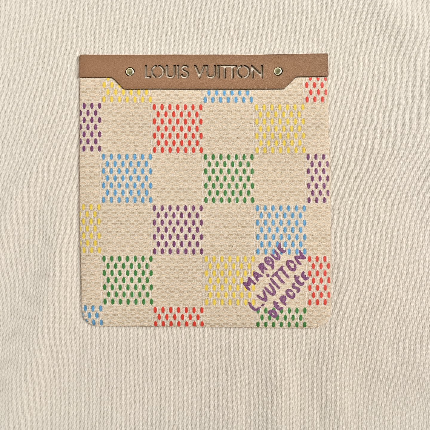 Louis Vuitton/路易威登 25ss 棋盘格皮牌口袋短袖
