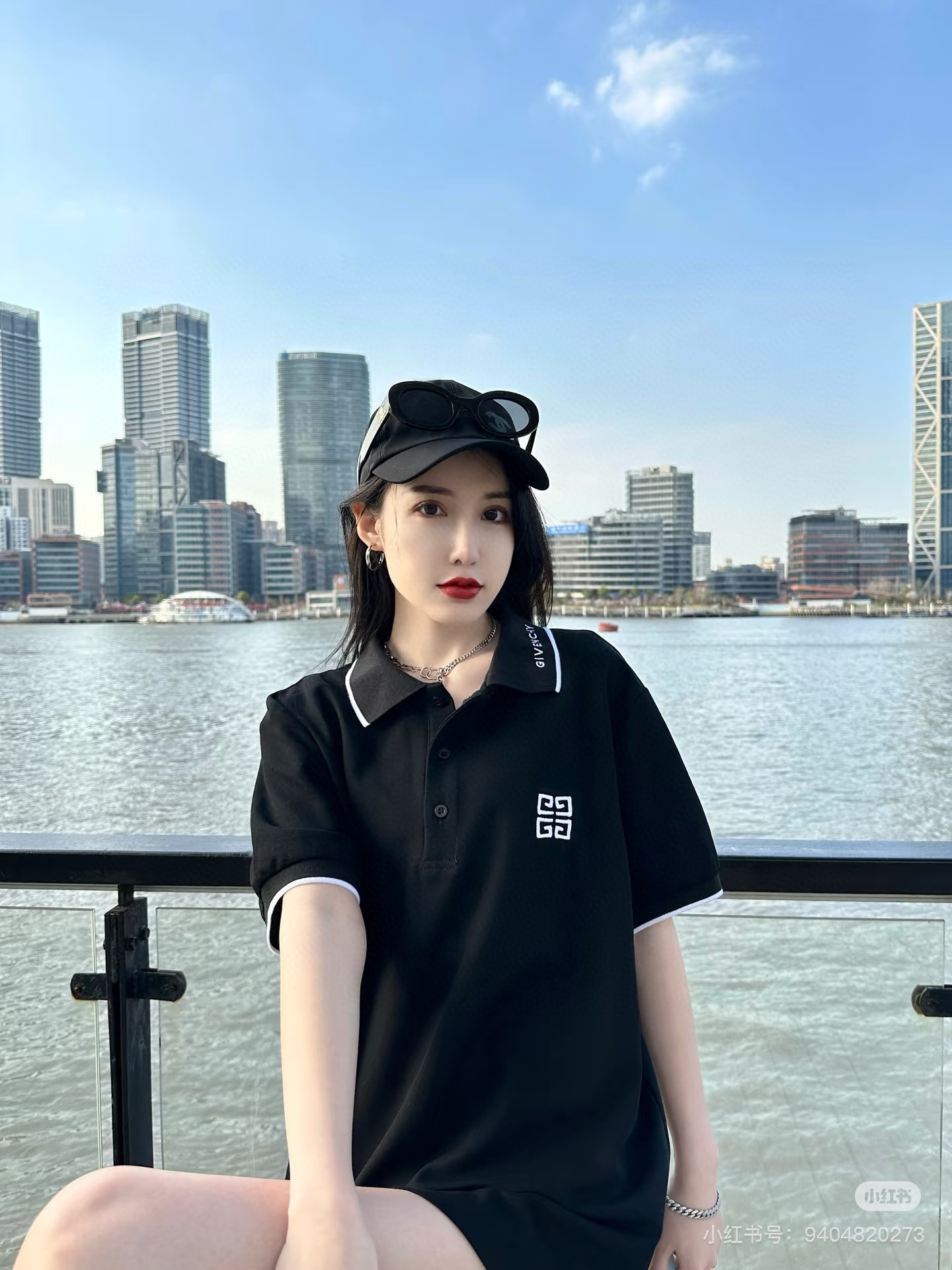 GIVENCHY/纪梵希 经典刺绣徽标Polo短袖上身效果#