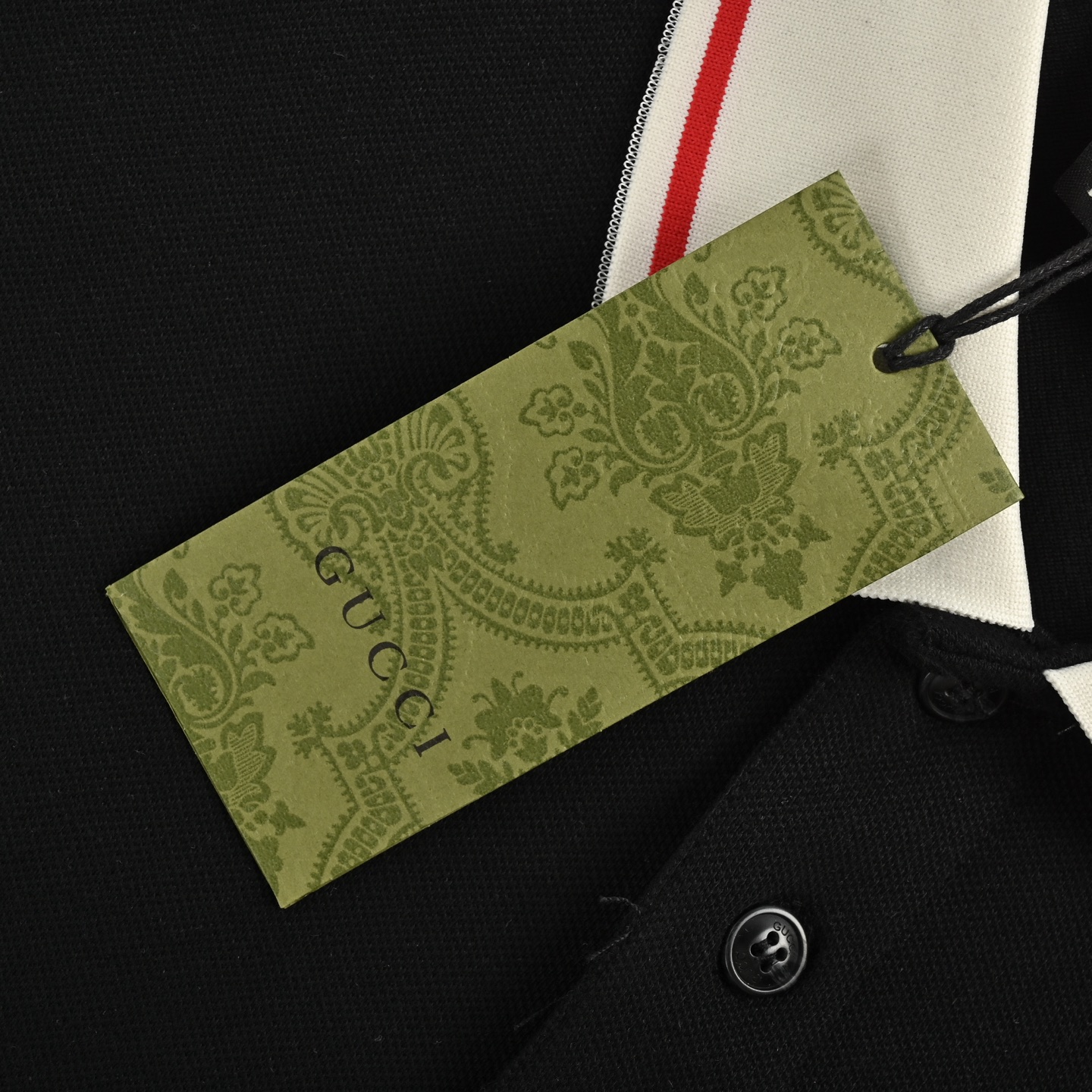 Gucci/古驰 胸口双G刺绣Polo短袖 黑色-白色