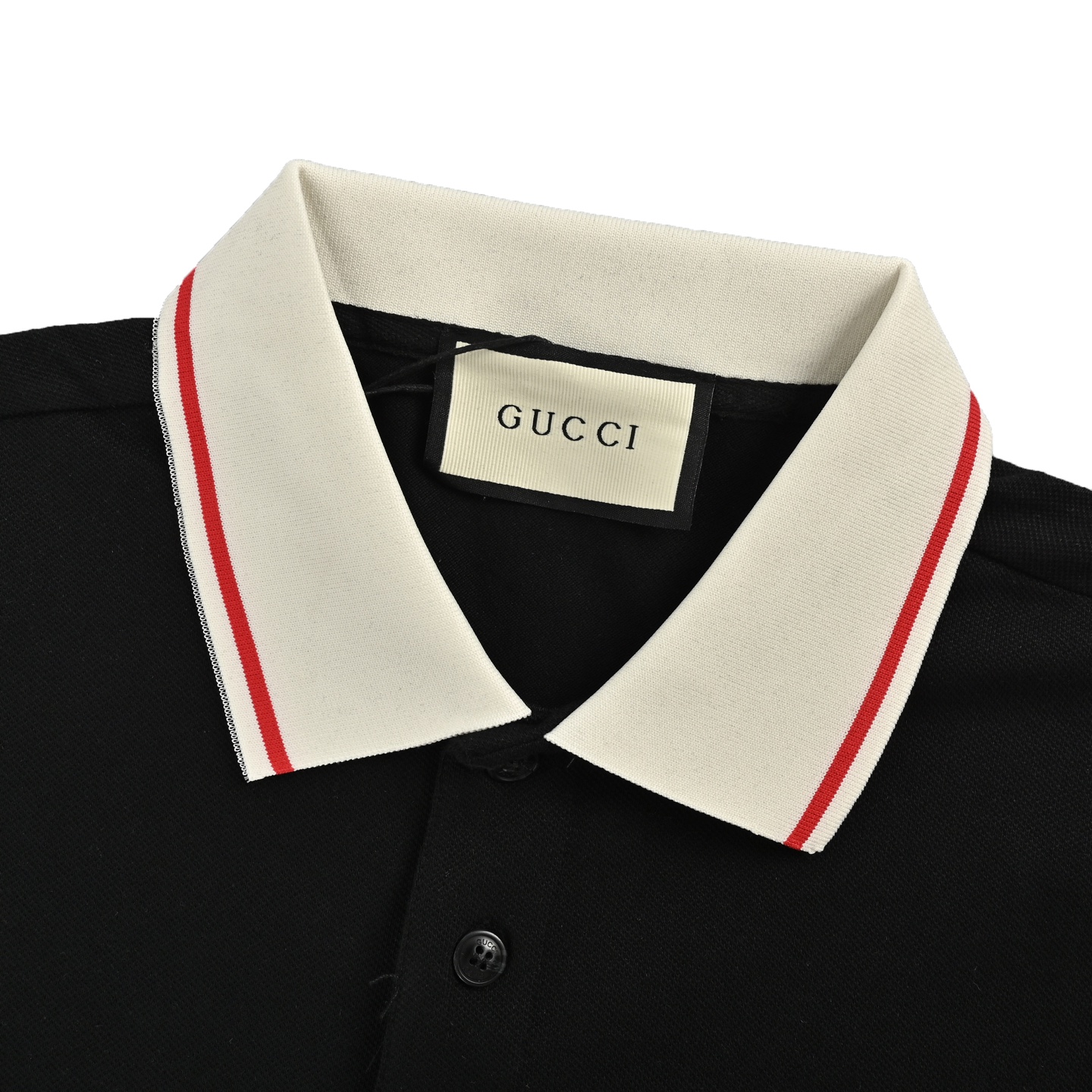 Gucci/古驰 胸口双G刺绣Polo短袖 黑色-白色
