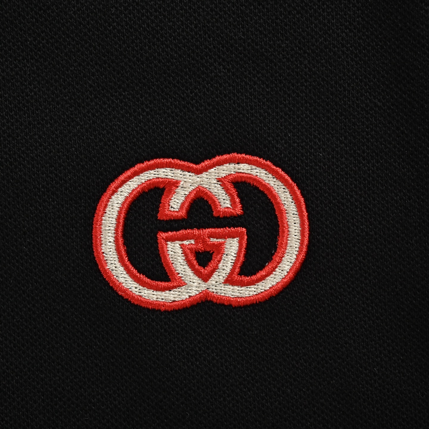 Gucci/古驰 胸口双G刺绣Polo短袖 黑色-白色