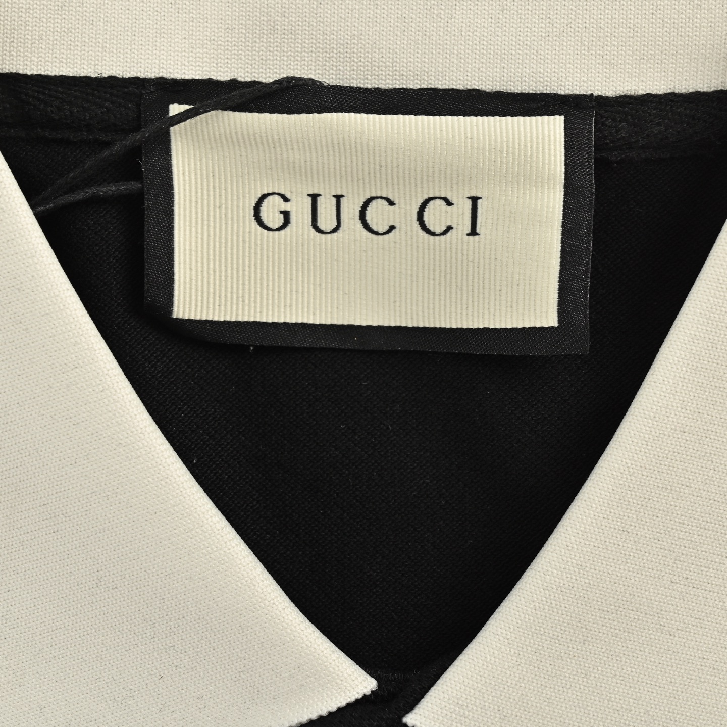 Gucci/古驰 胸口双G刺绣Polo短袖 黑色-白色