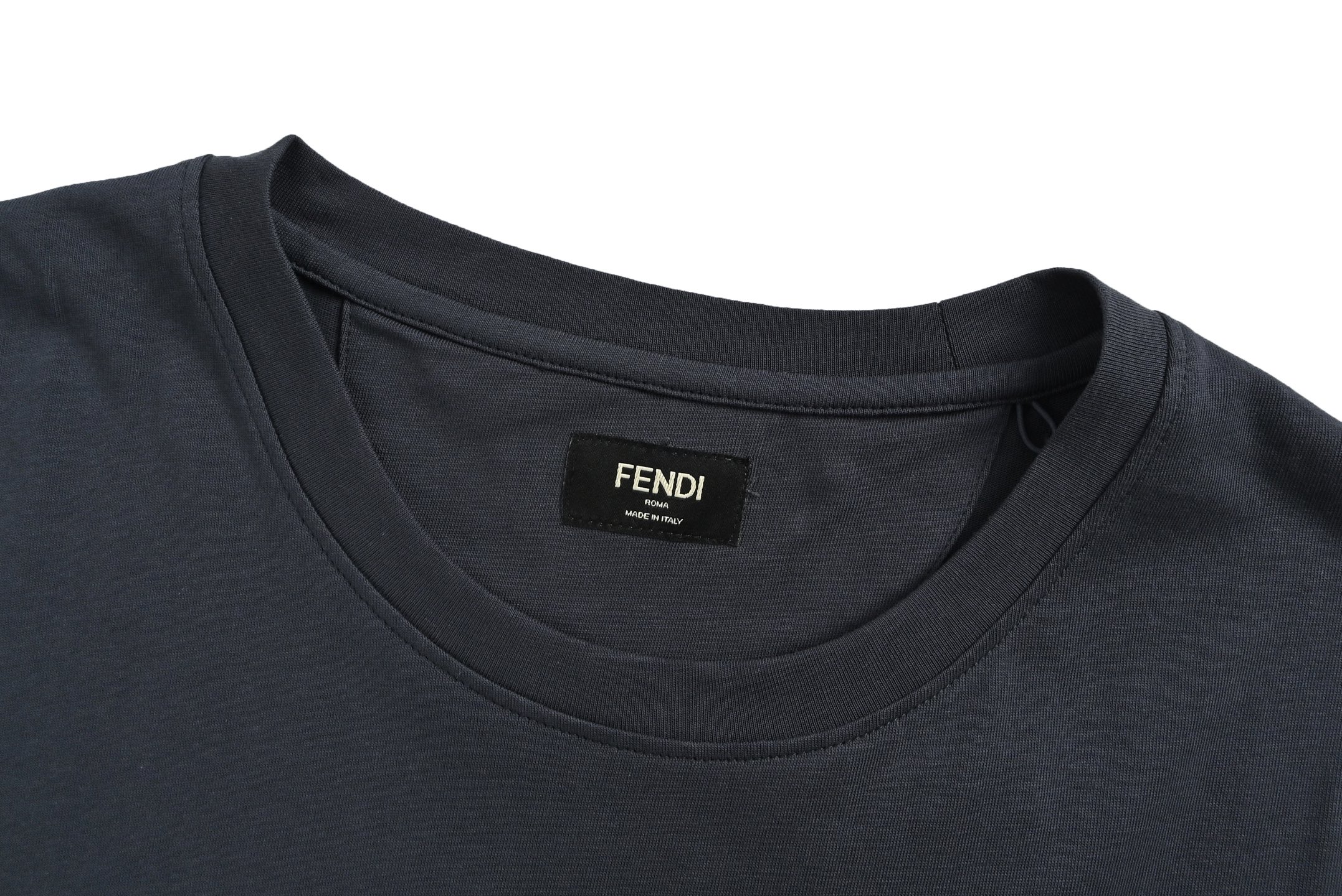 Fendi/芬迪 Club纯色徽章刺绣短袖 定染海军蓝米兰新棉华绸面料