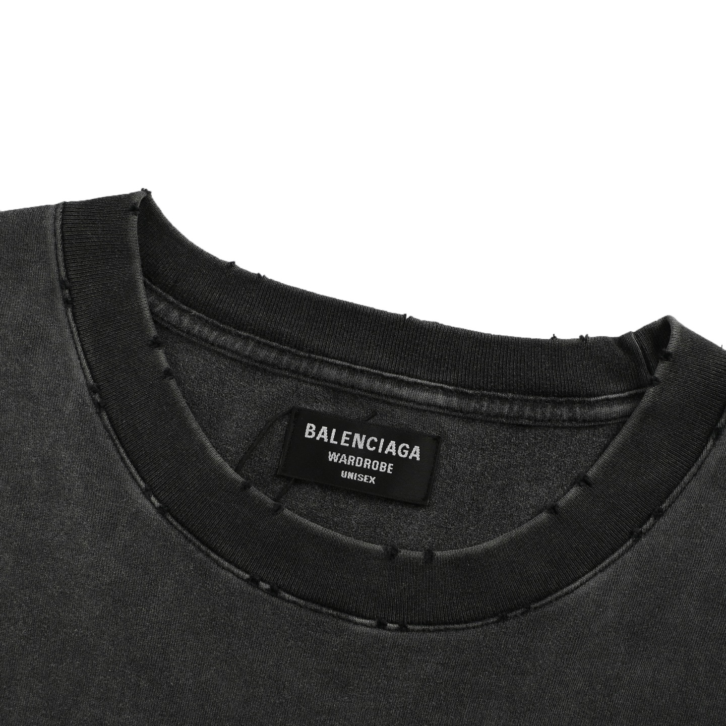 Balenciaga/巴黎世家 25ss 双B比特币烫钻炒盐破洞短袖 水洗黑
