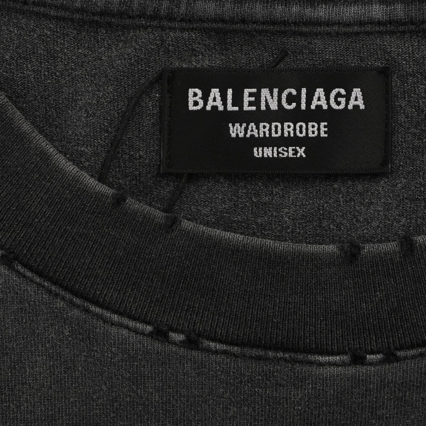 Balenciaga/巴黎世家 25ss 双B比特币烫钻炒盐破洞短袖 水洗黑