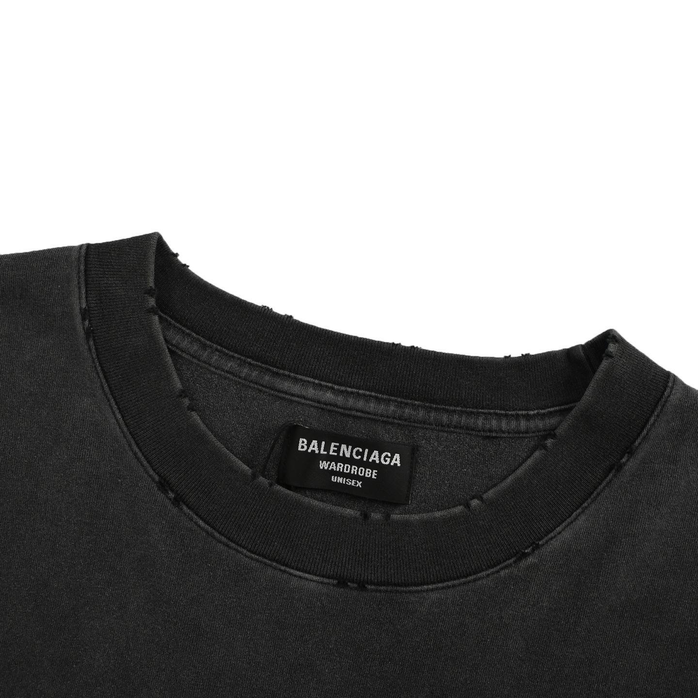 Balenciaga/巴黎世家 25ss 皇冠烫钻炒盐破洞短袖 水洗黑