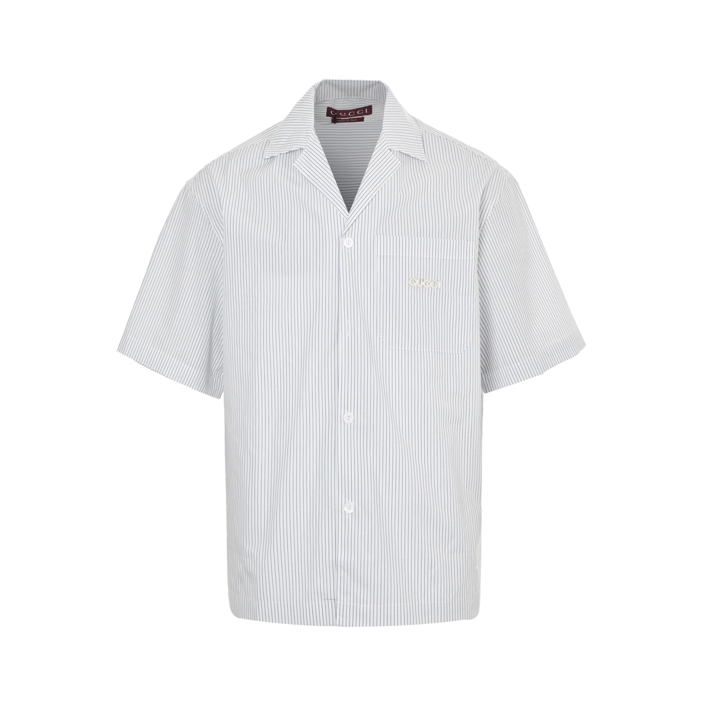 Gucci/古驰 25ss 激光小标竖条纹短袖衬衫