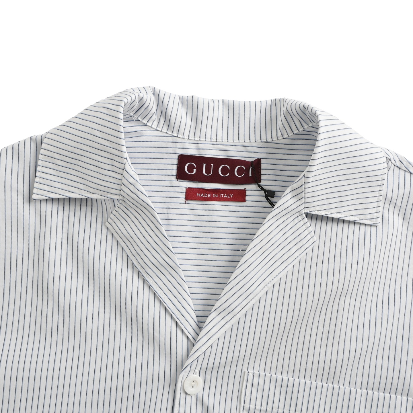 Gucci/古驰 25ss 激光小标竖条纹短袖衬衫
