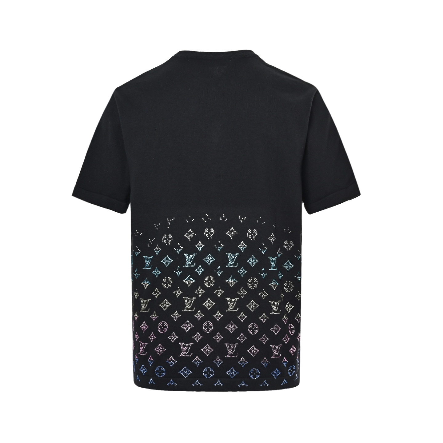 Louis Vuitton/路易威登 25ss 渐变老花彩钻针织短袖 黑色白色