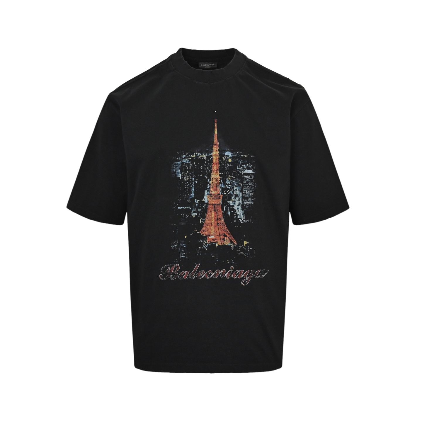 Balenciaga/巴黎世家 铁塔印花短袖 旧短袖T恤