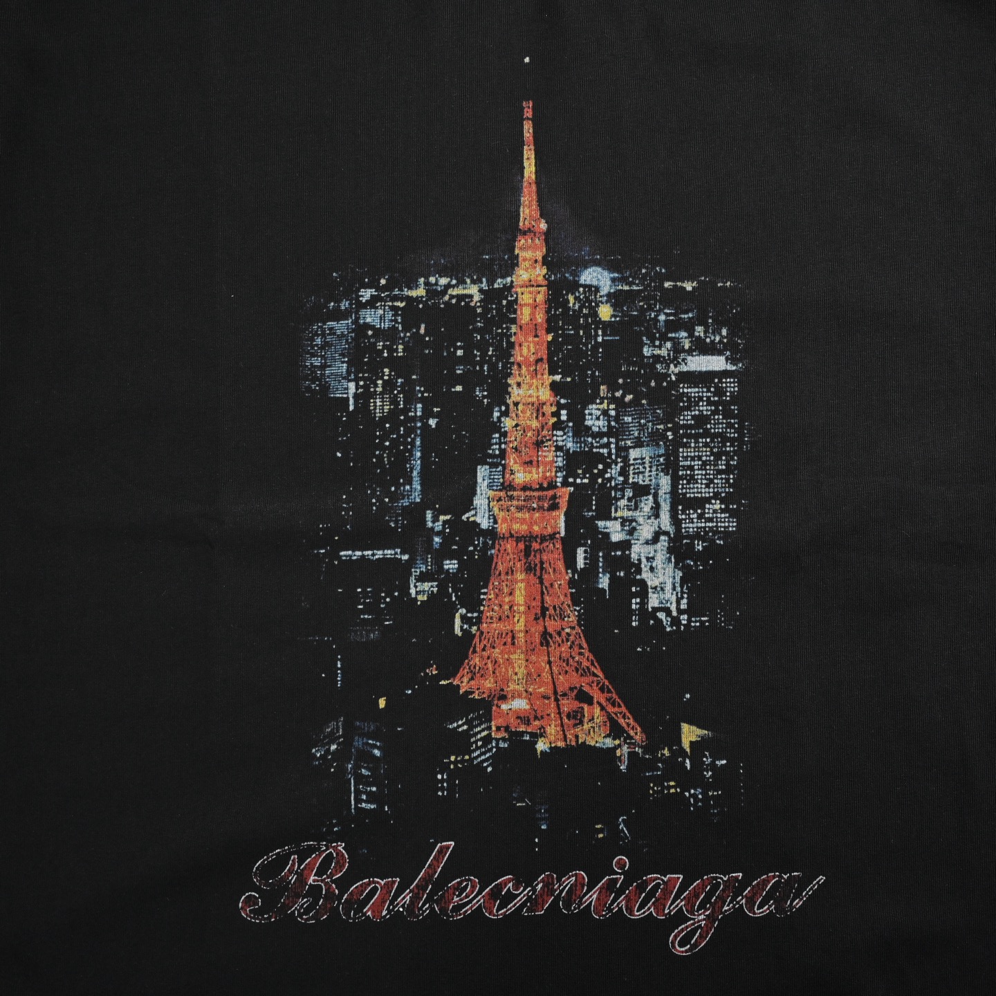 Balenciaga/巴黎世家 铁塔印花短袖 旧短袖T恤