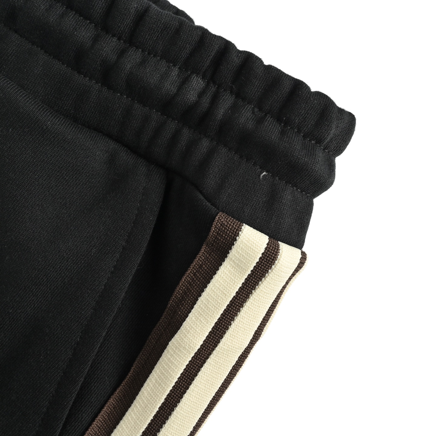 Celine/赛琳 经典侧边织带短裤 复古潮流织带点缀松紧腰休闲五分裤黑色 深灰