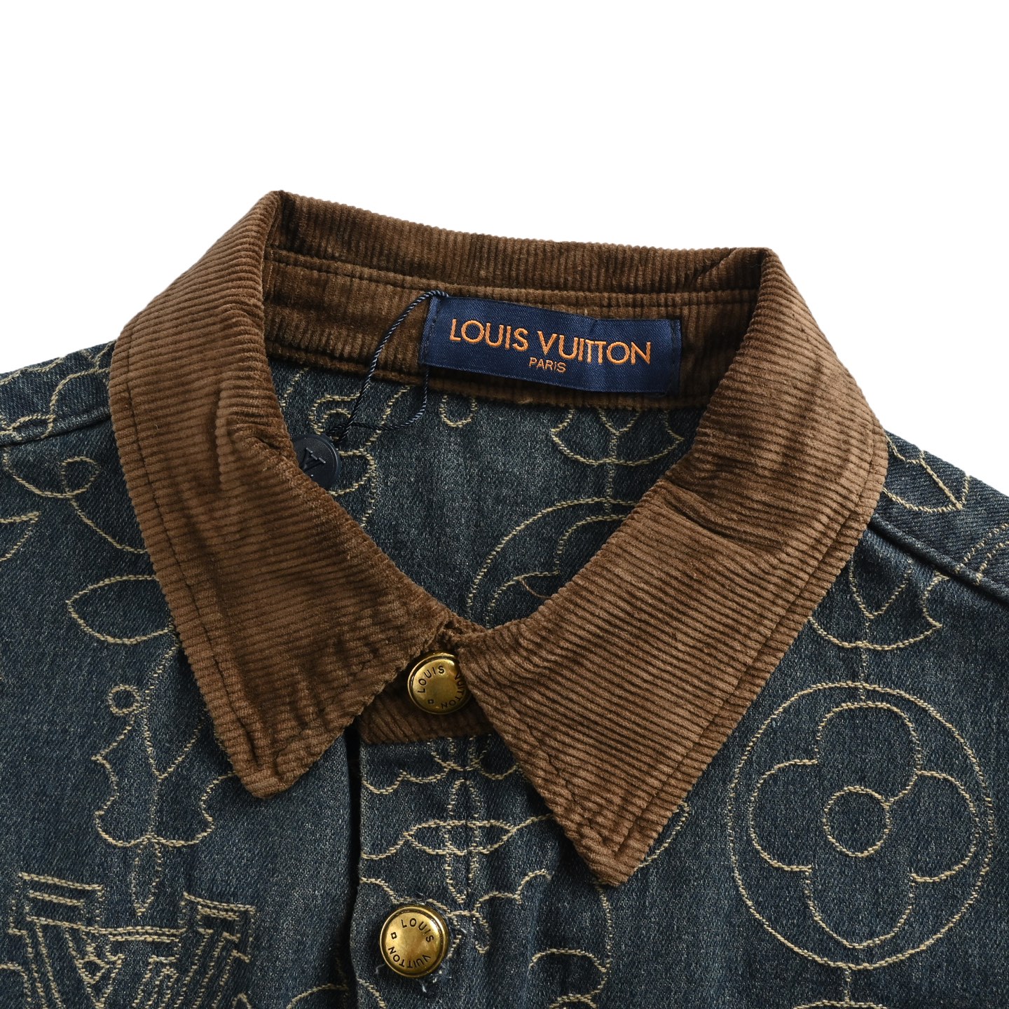 Louis Vuitton/路易威登 25ss 金线藤蔓刺绣牛仔短袖衬衫