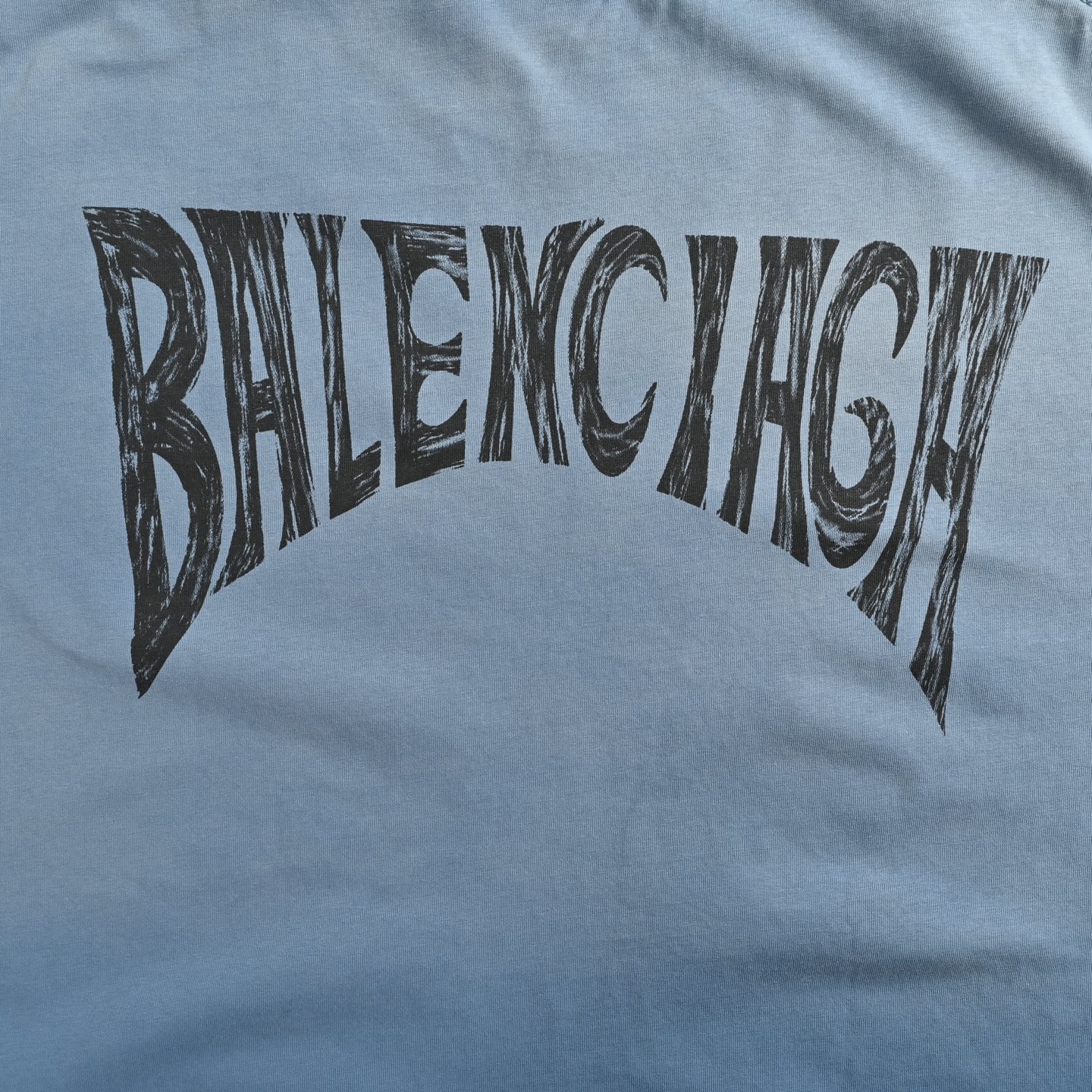Balenciaga/巴黎世家 扎染炒雪花后背字母手绘短袖