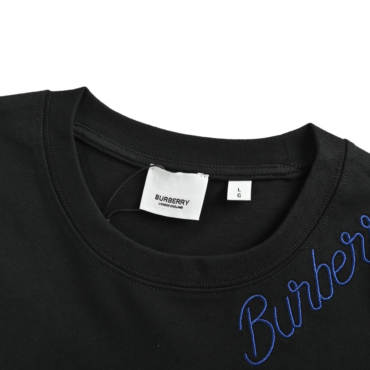 Burberry/巴宝莉 领口蓝色签名字母刺绣短袖