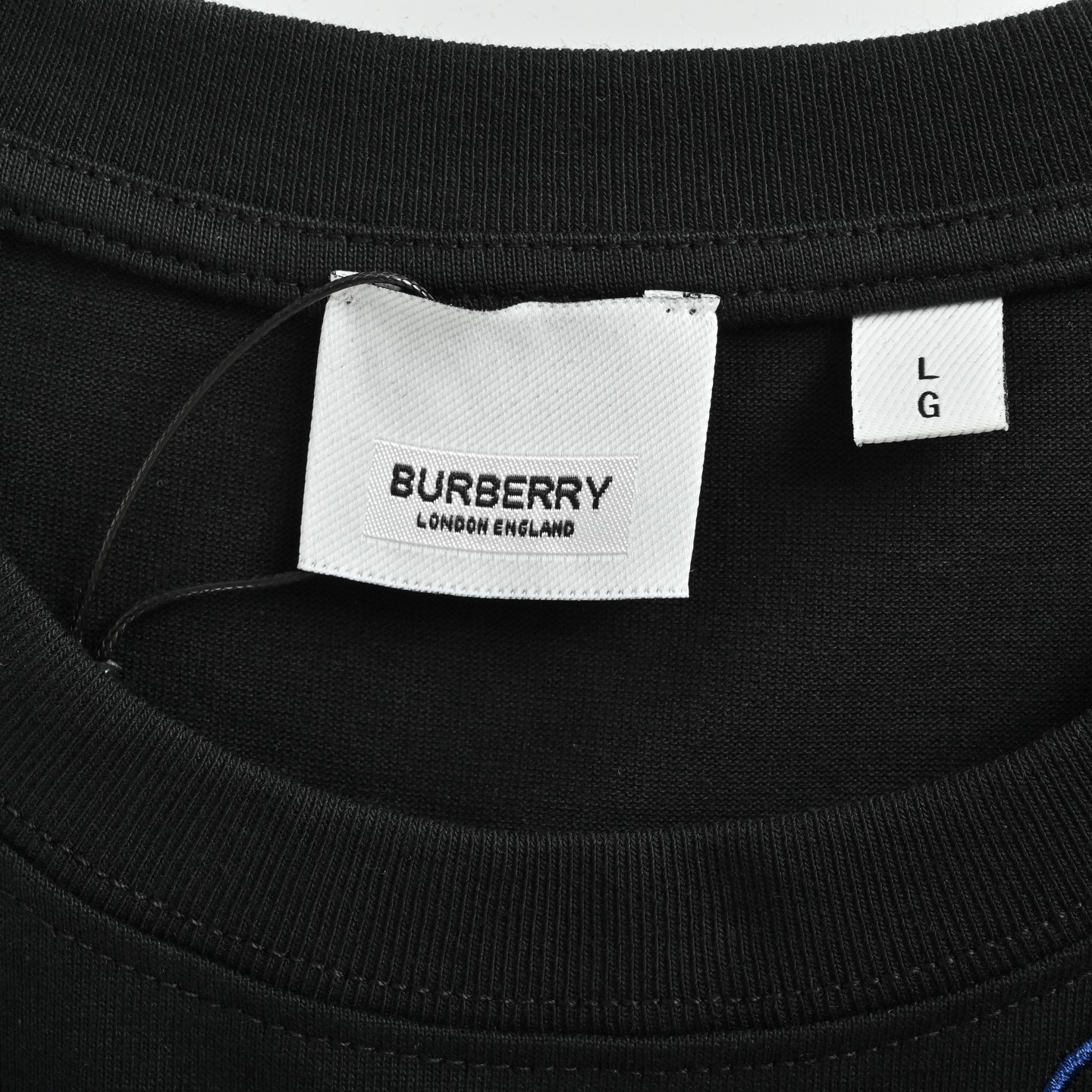Burberry/巴宝莉 领口蓝色签名字母刺绣短袖
