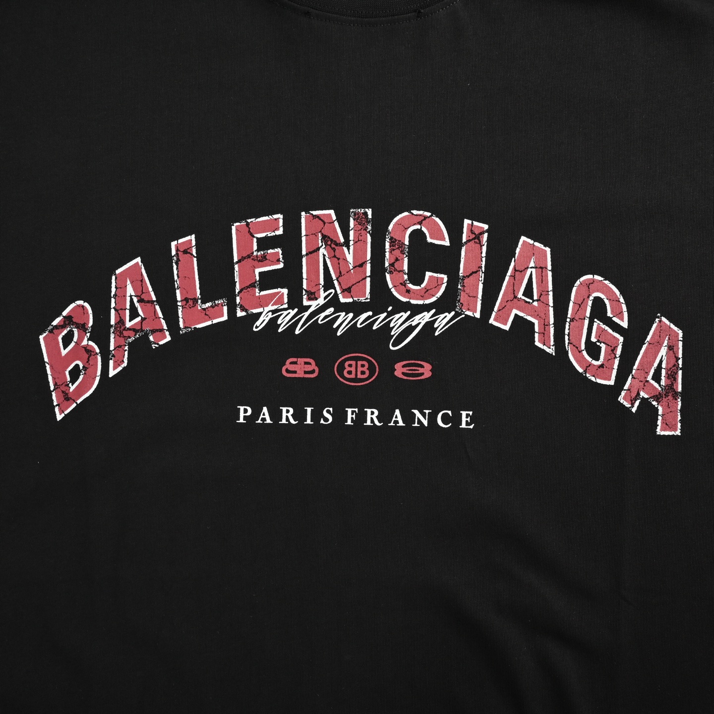 Balenciaga/巴黎世家 25ss 做旧斑驳字母印花短袖