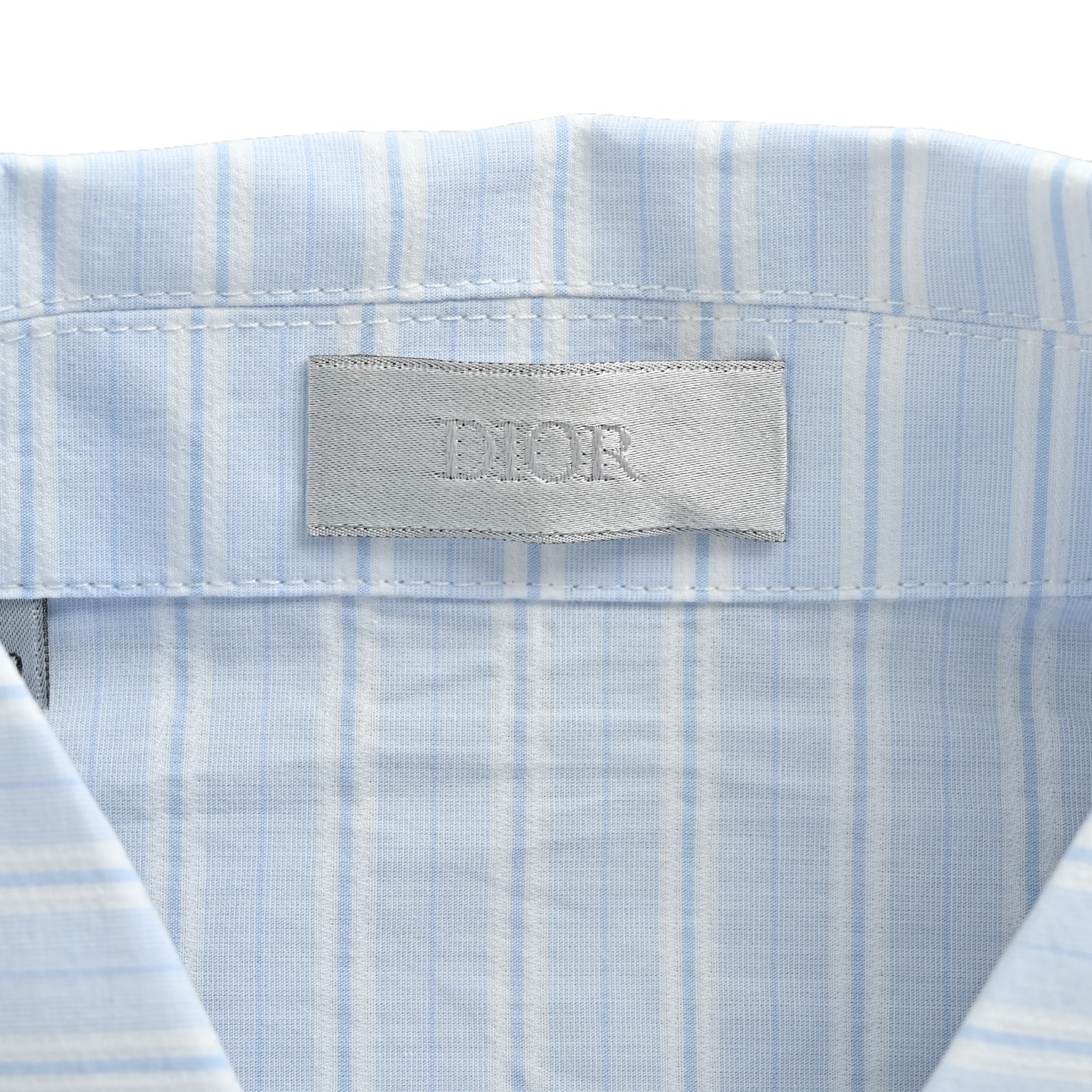 Dior/迪奥 24ss 小标刺绣半拉链条纹短袖衬衫