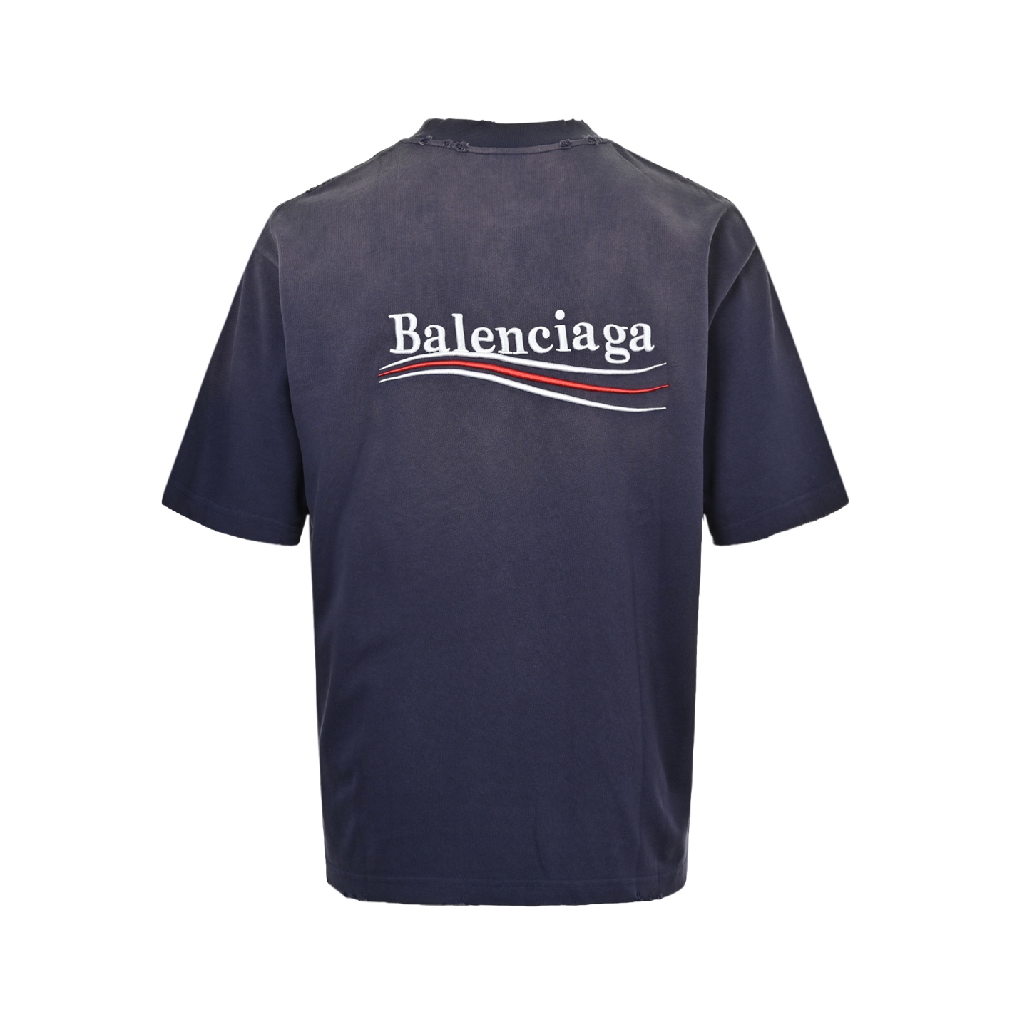 Balenciaga/巴黎世家 25ss 可乐刺绣炒色水洗破洞短袖 蓝色 绿色 灰色 紫色 红色 藏青