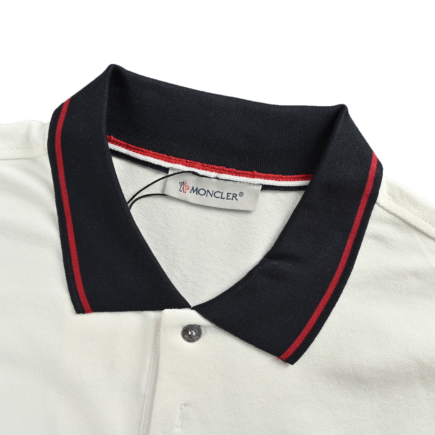 Moncler/蒙口 胸口徽标刺绣Polo短袖 白色 宝蓝