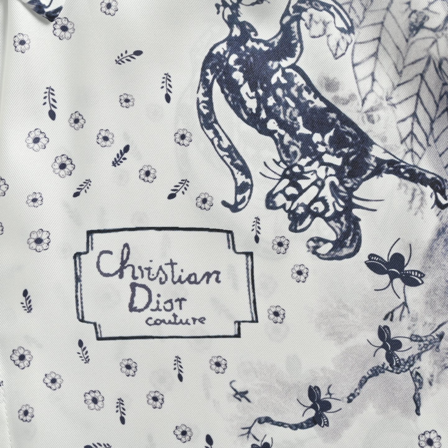Dior/迪奥 25ss Hyltonnel联名款动物花绘桑蚕丝衬衫