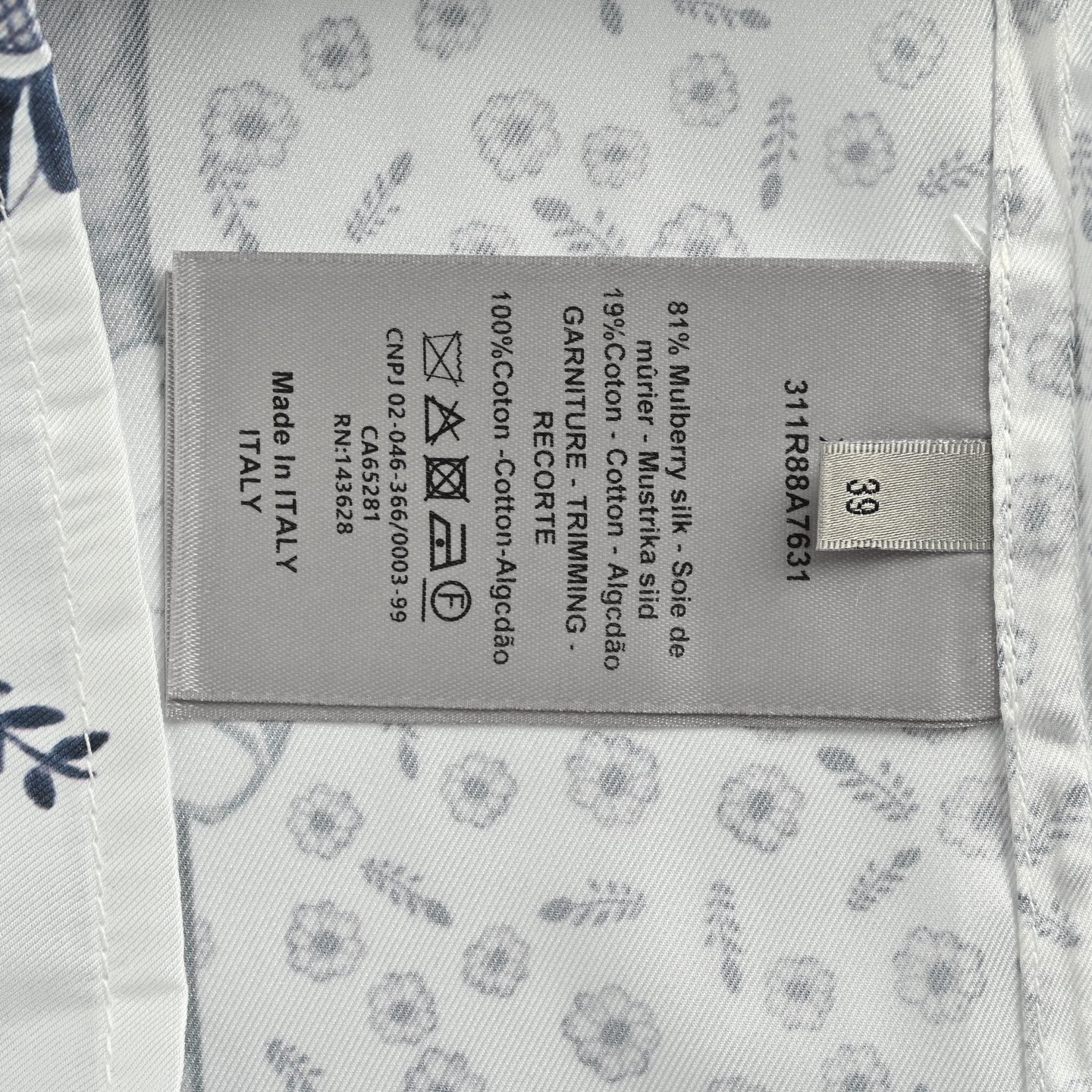 Dior/迪奥 25ss Hyltonnel联名款动物花绘桑蚕丝衬衫