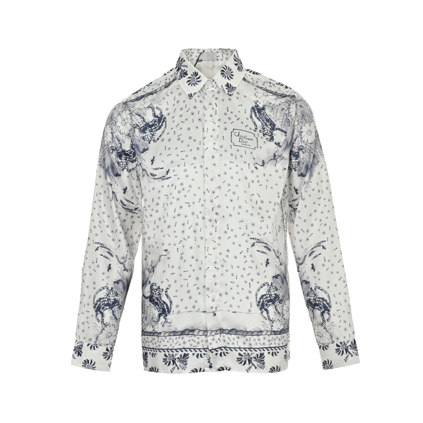 Dior/迪奥 25ss Hyltonnel联名款动物花绘桑蚕丝衬衫