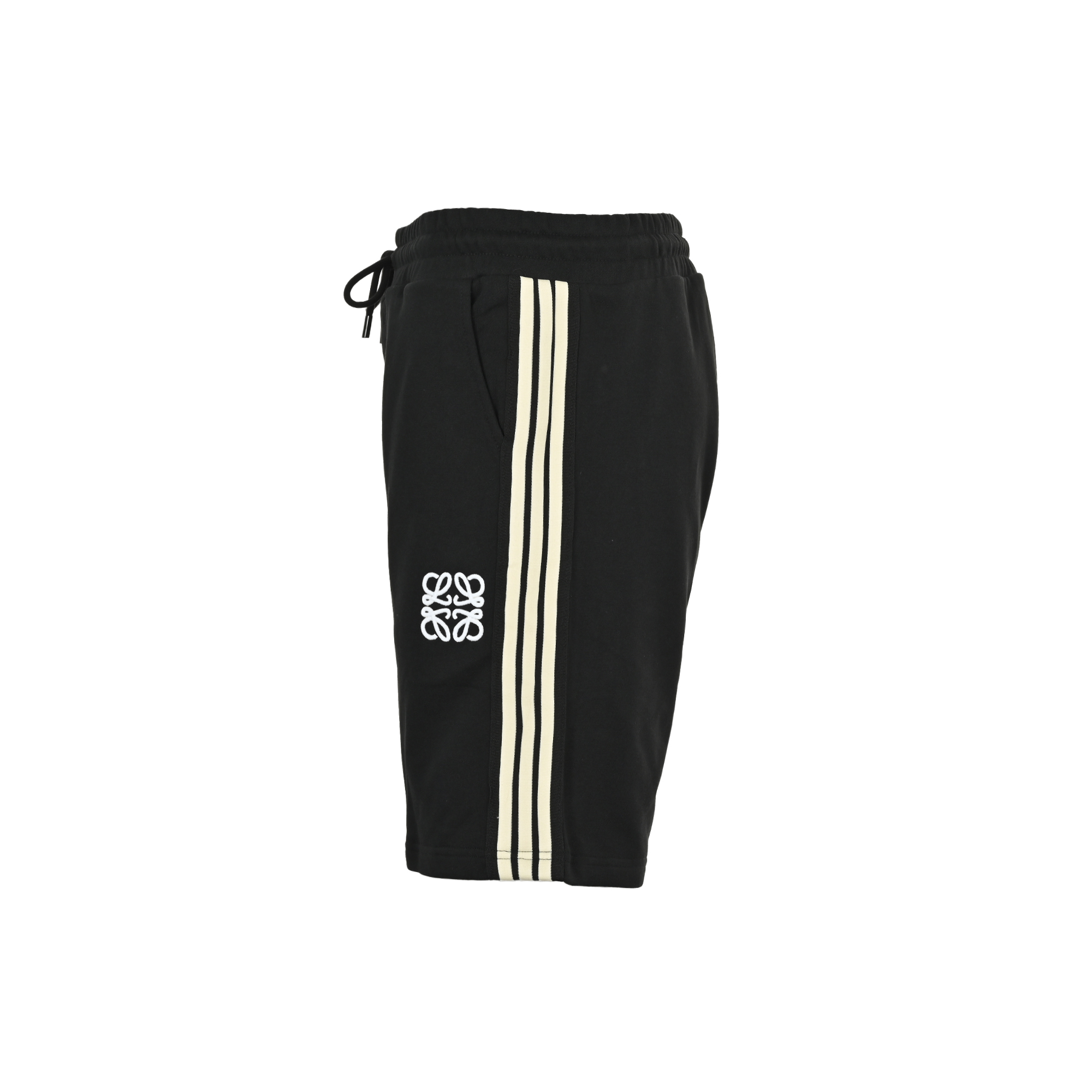 Loewe/罗意威 经典侧边织带刺绣短裤 爆款来袭复古潮流织带点缀松紧腰休闲五分裤 黑色 藏青