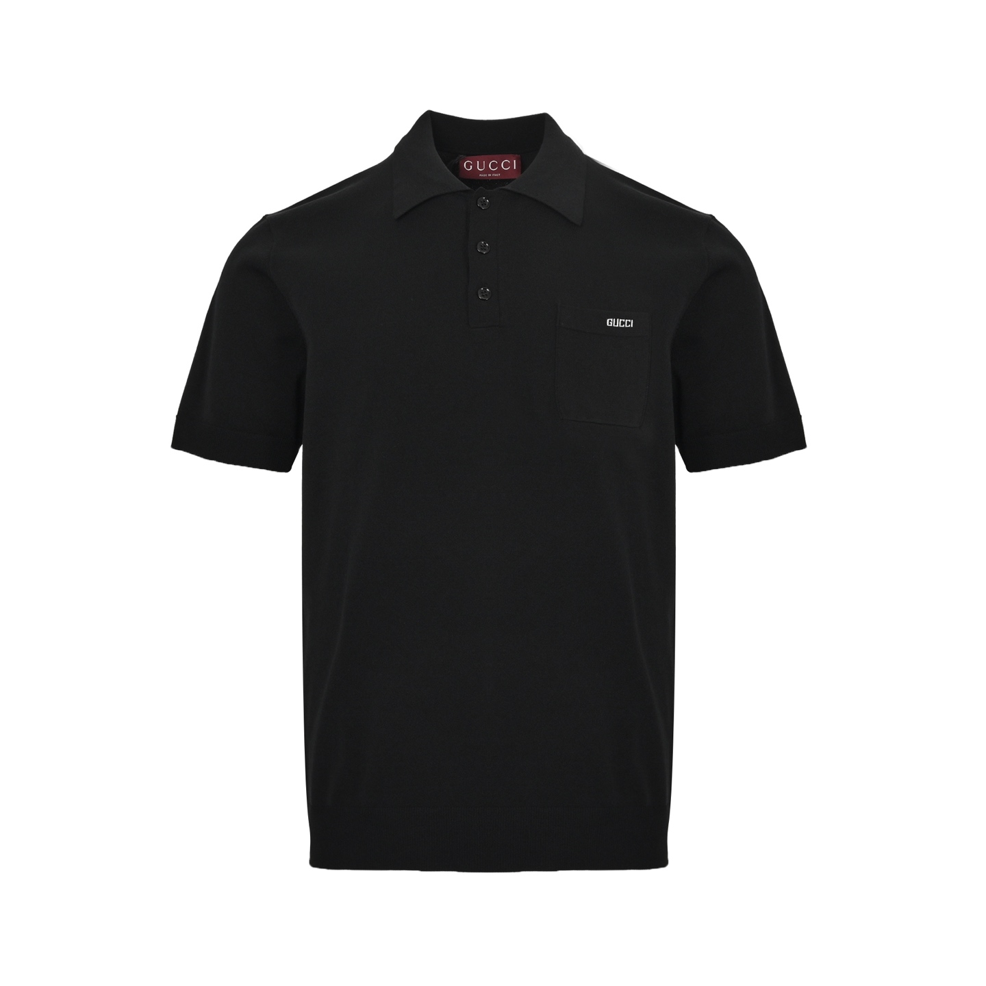 Gucci/古驰 25ss 口袋字母嵌花针织Polo短袖